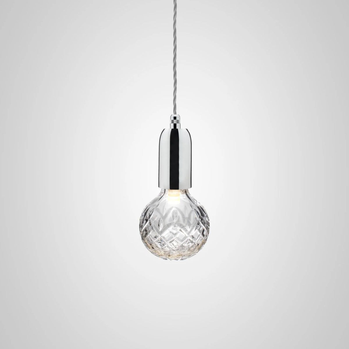 Pendelleuchte CRYSTAL BULB aus Kristallglas mit verchromter Oberfläche