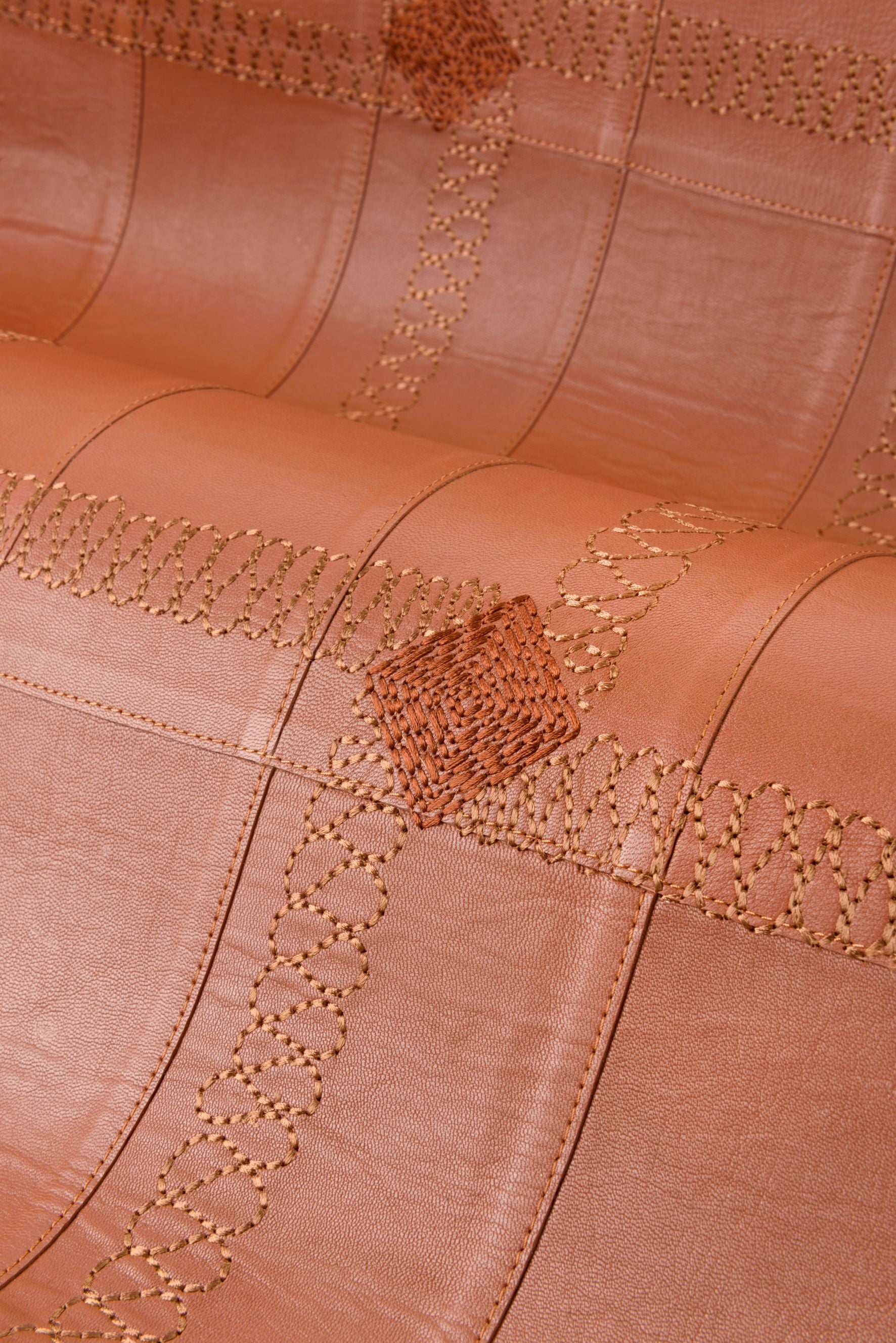 Natural leather wallpaper with geometric pattern CASSONE terracotta
