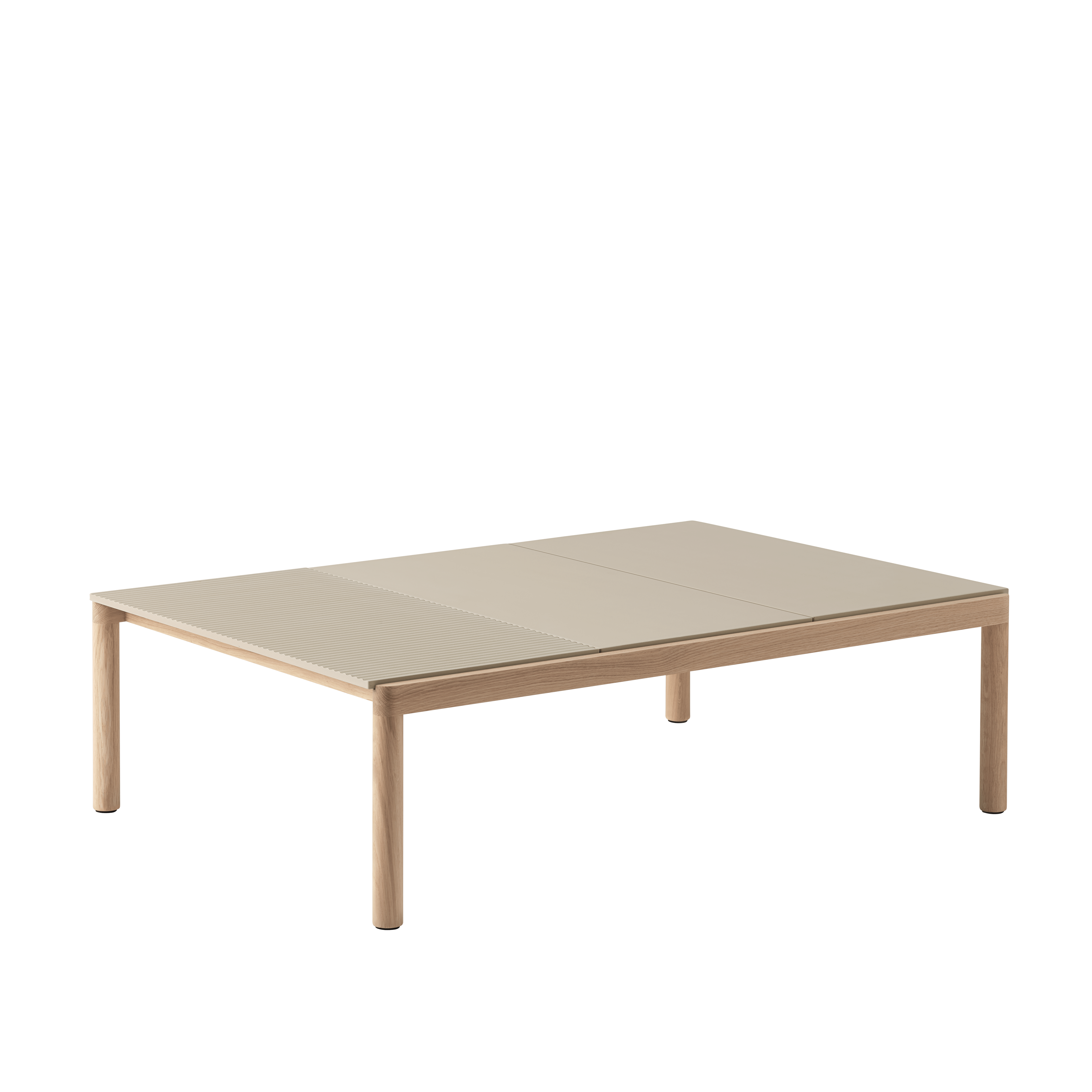 Couchtisch COUPLE sandfarben mit Eichenbasis