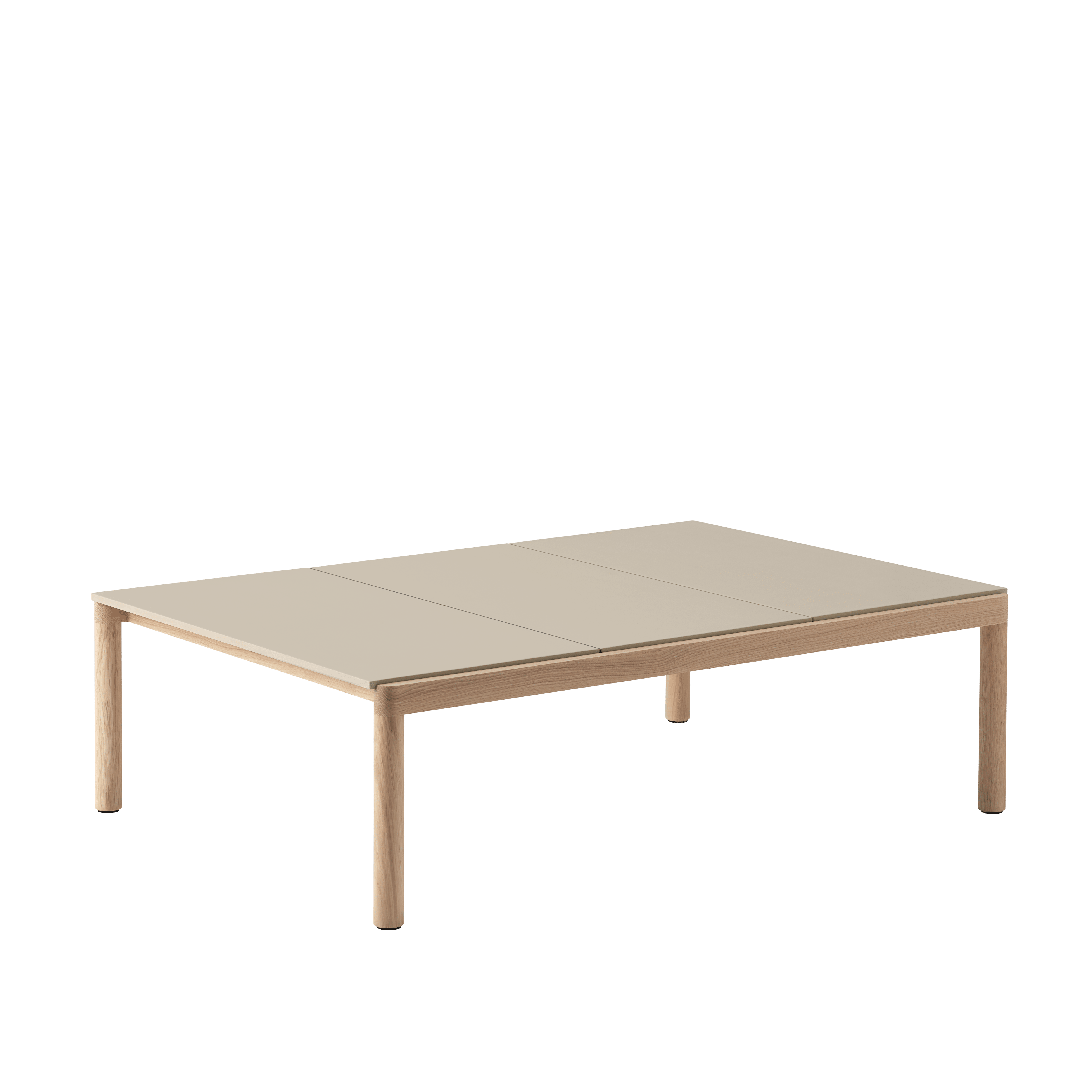 Couchtisch COUPLE sandfarben mit Eichenbasis