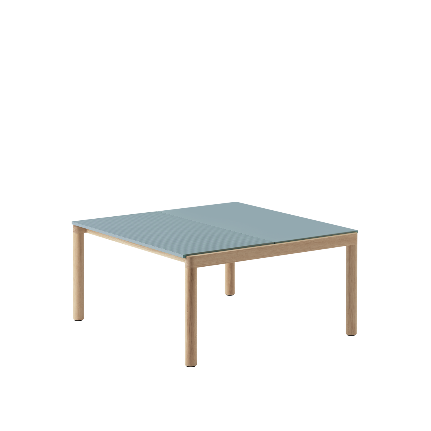 Couchtisch COUPLE blau mit Eichenbasis