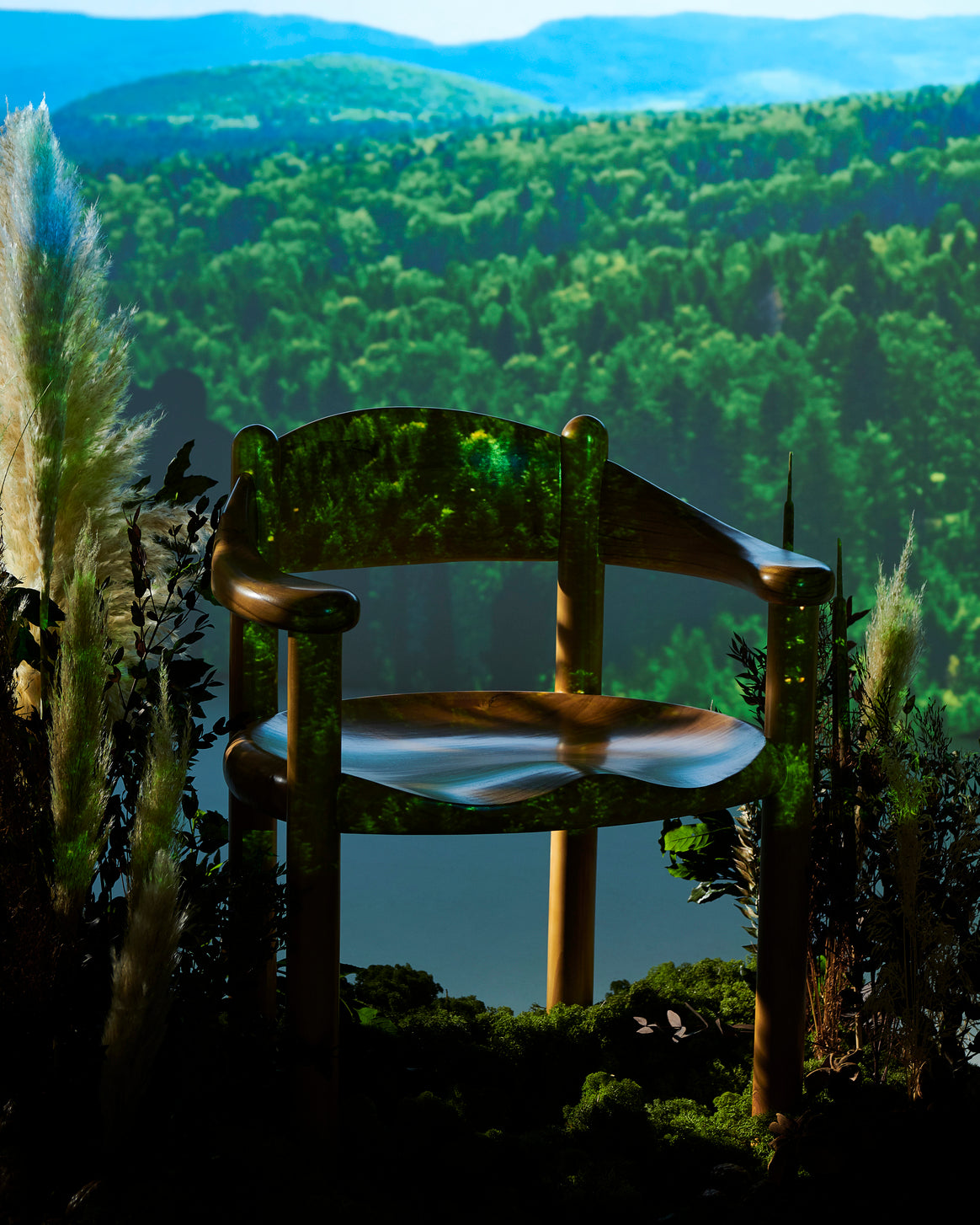 DAUMILLER Armchair with Armrests Black Pine Wood