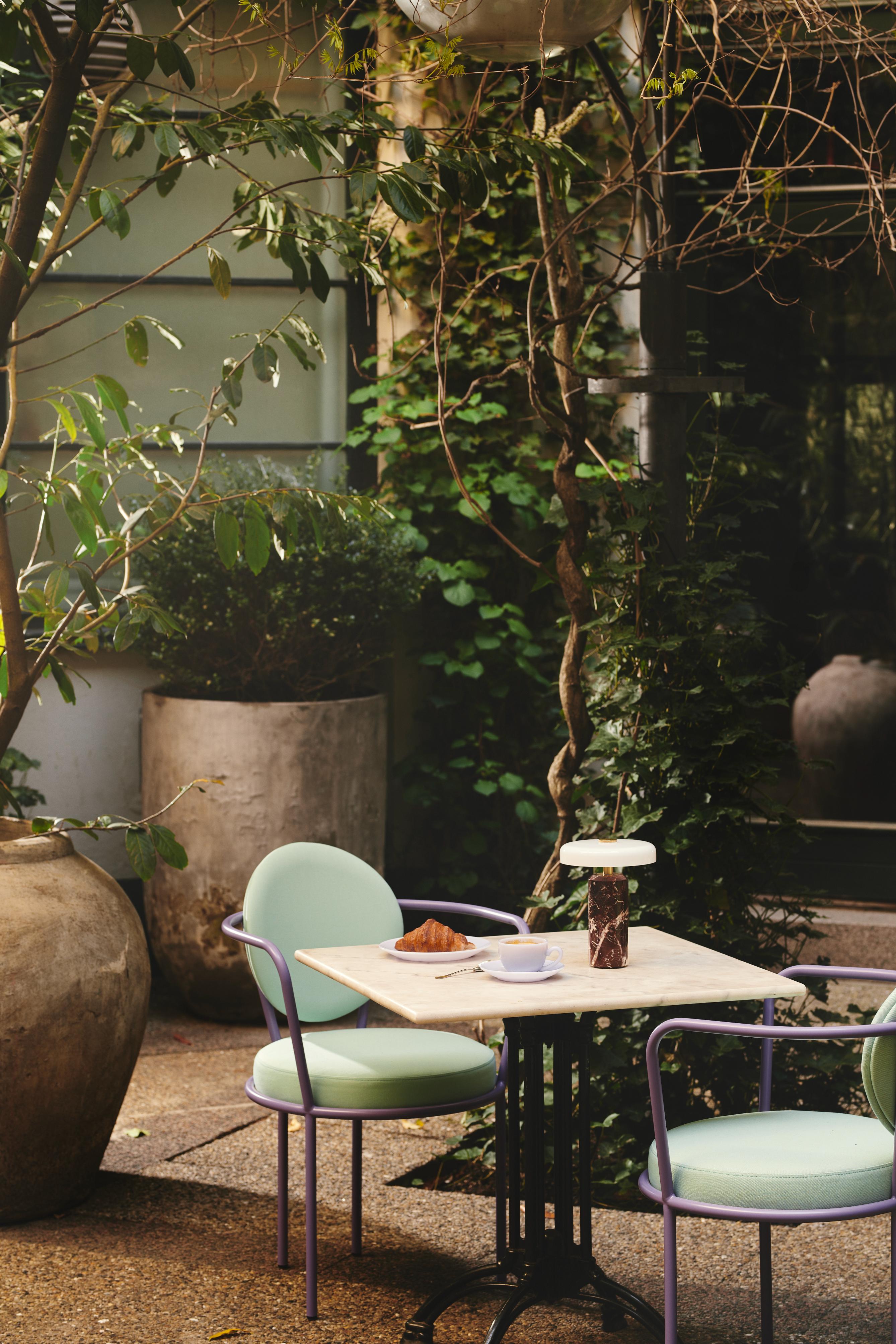 Portable lamp TRIP burgundy marble with milky white glass