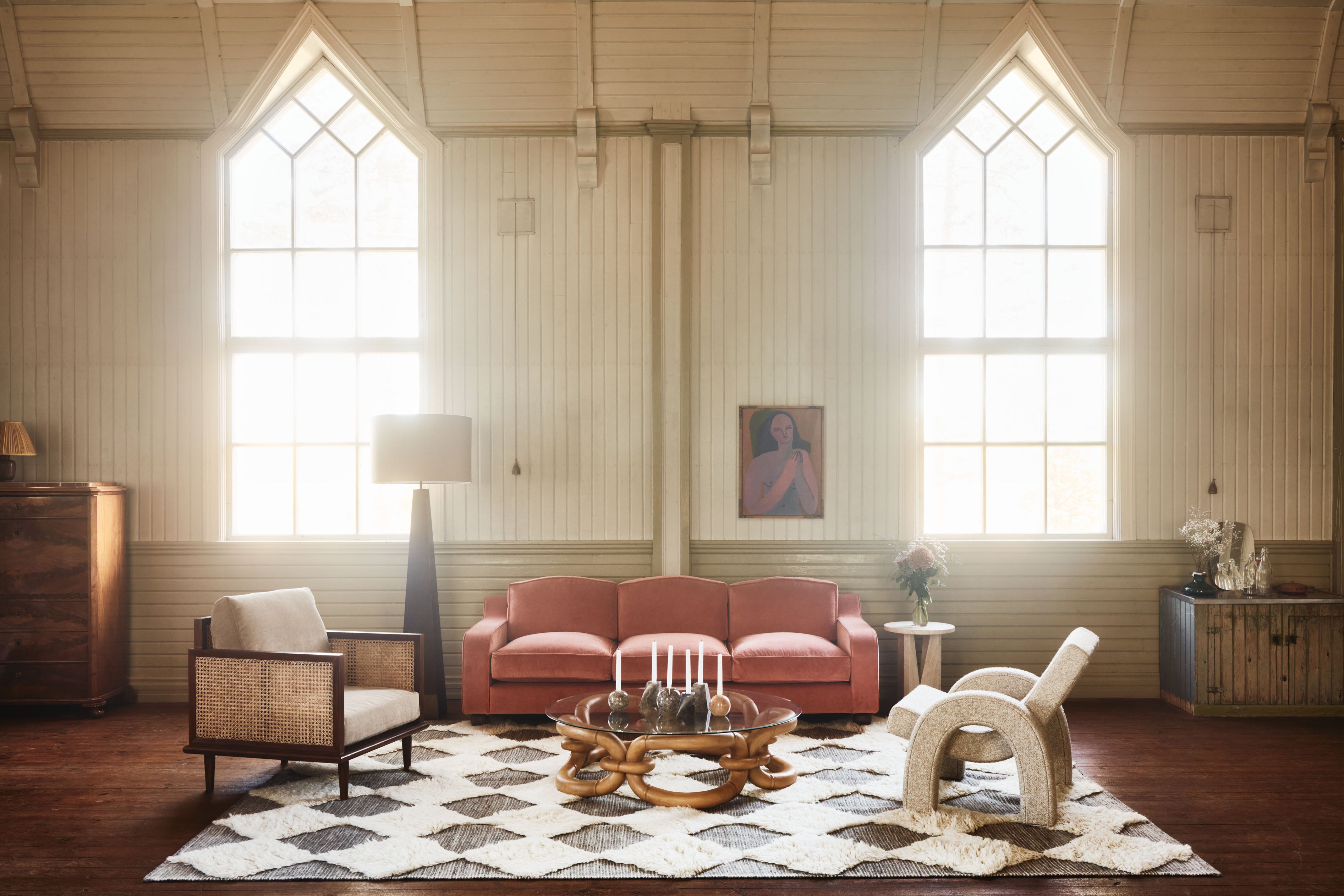 Teppich CHESS RYA grau mit cremefarbenem