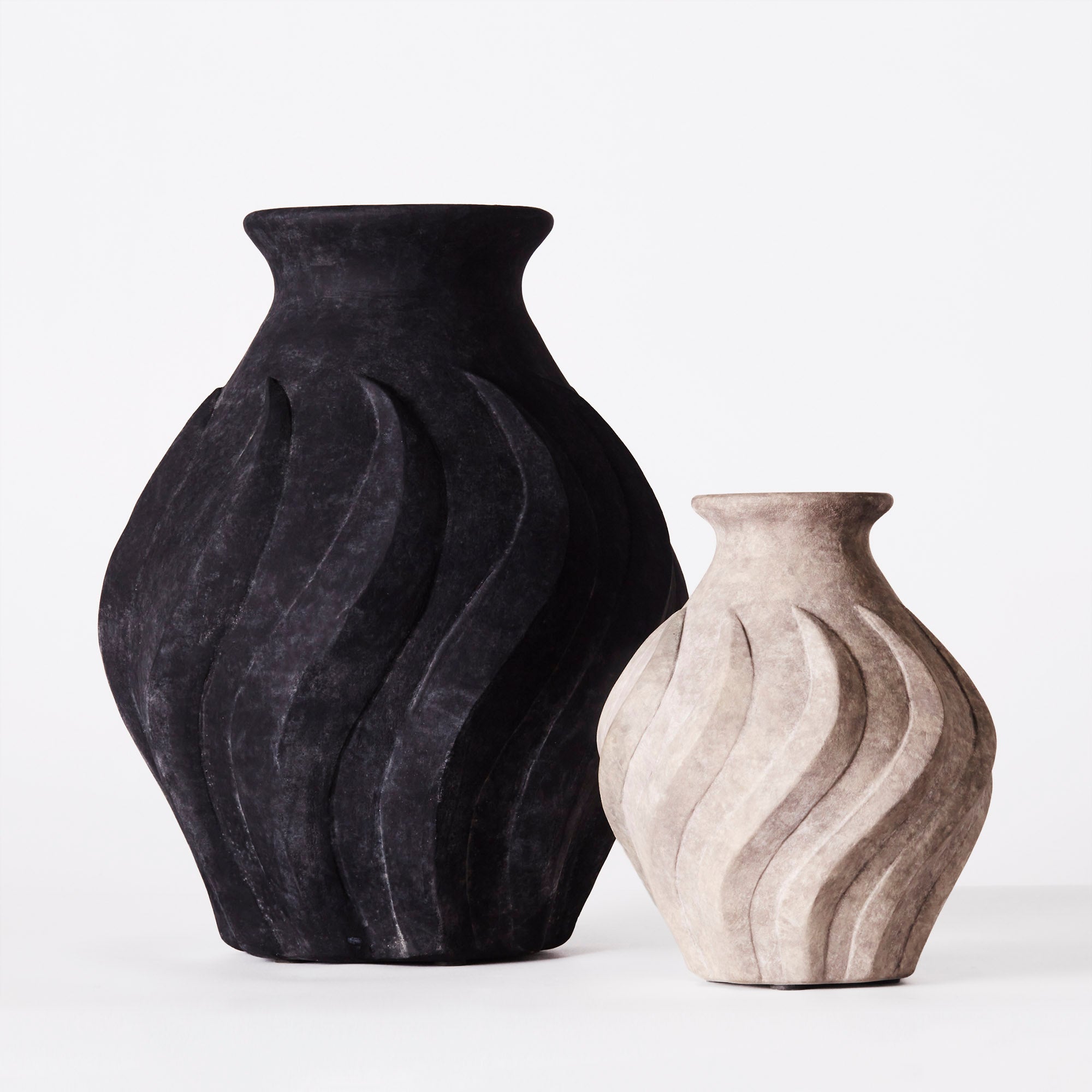 Vase SWIRL graue Keramik
