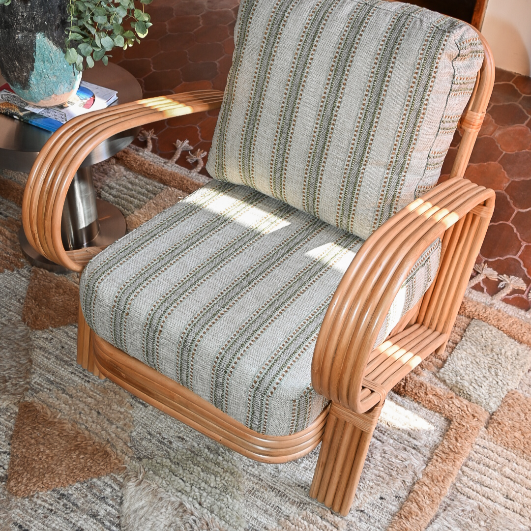 Sessel BAMBOO grün mit gebeiztem Bambus