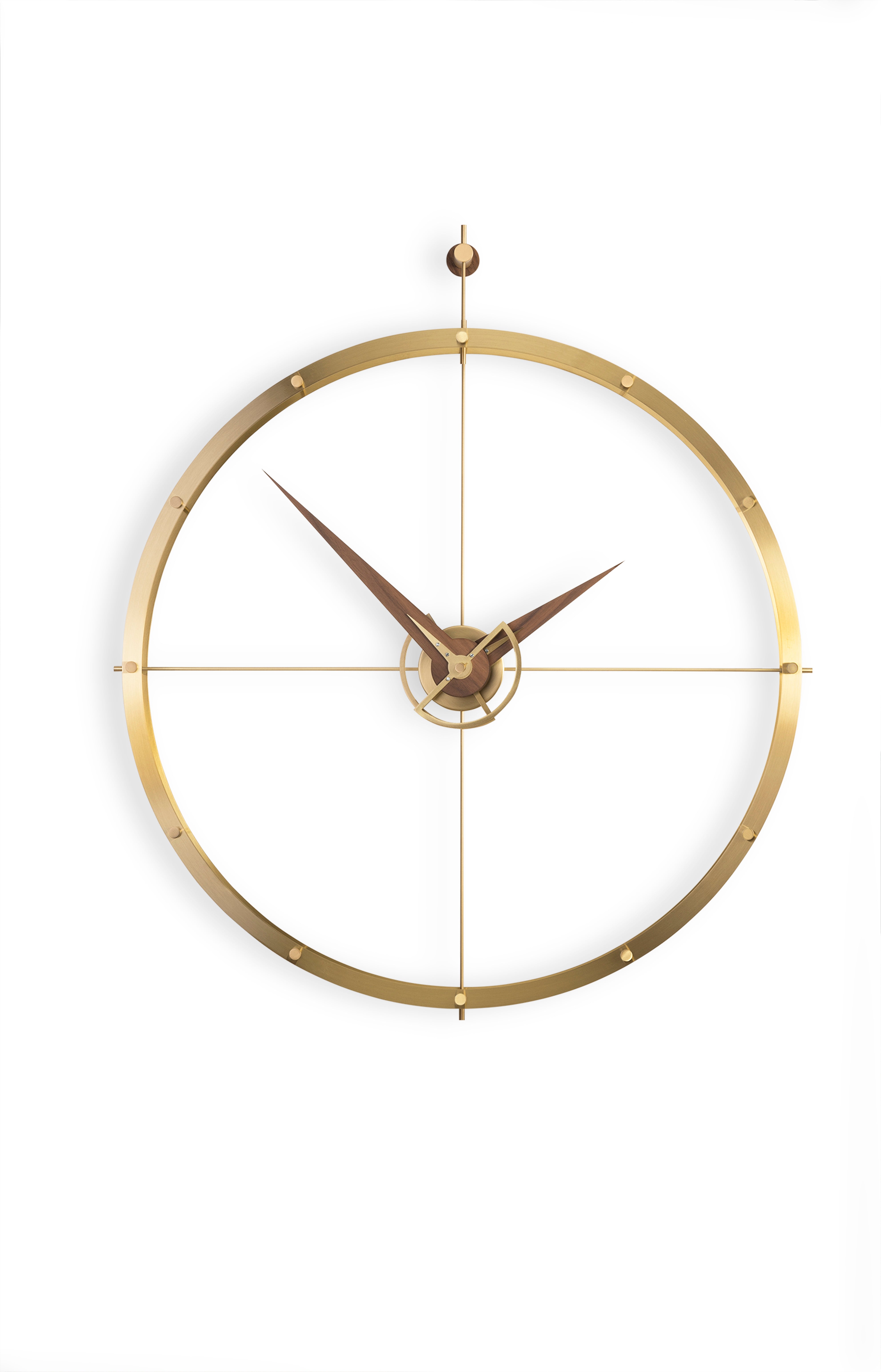 Wanduhr DOUBLE O PREMIUM Nussbaum mit messingfarbener Veredelung
