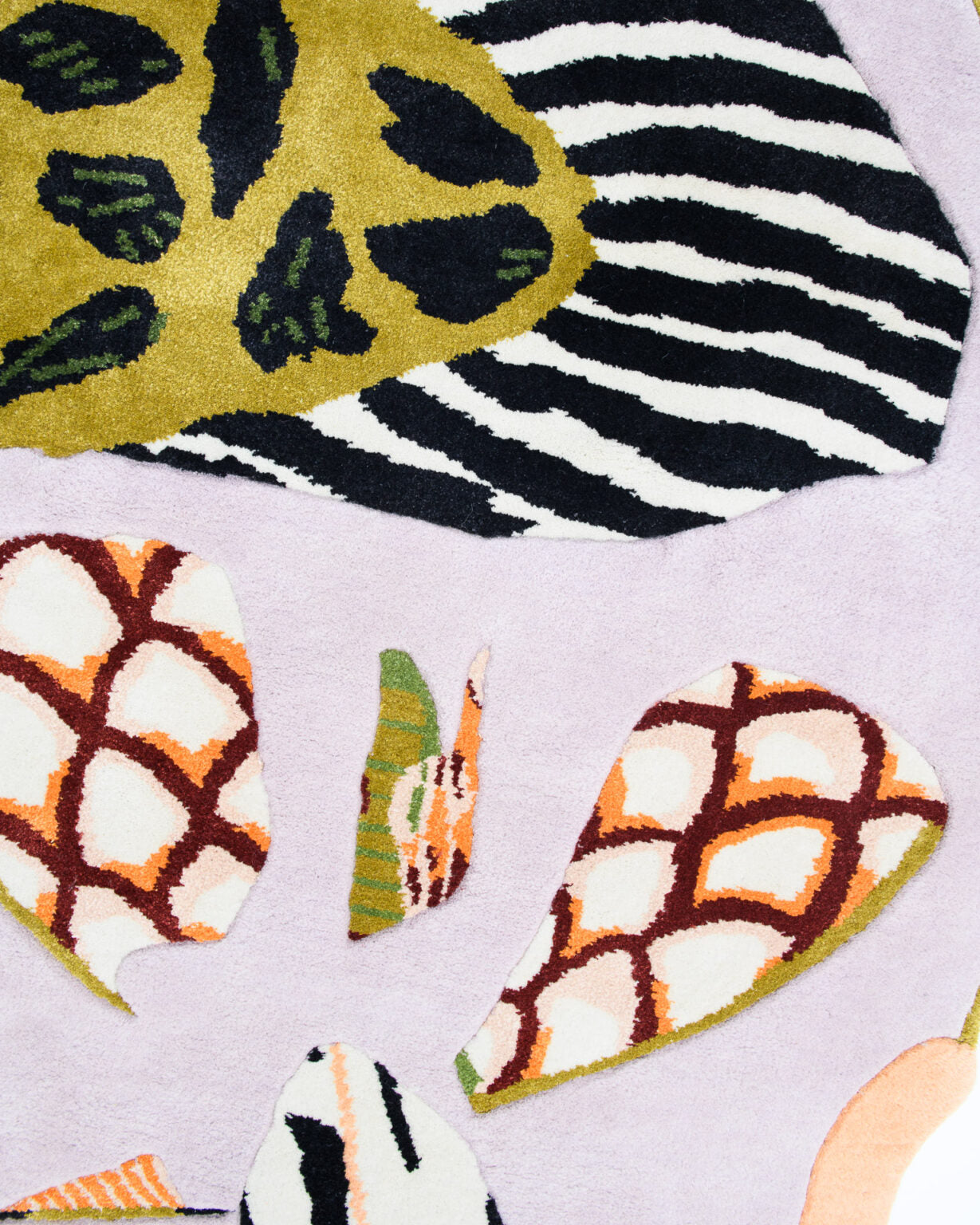 Asymmetrischer dekorativer Teppich STARLINE in Rosa mit Senfgelb