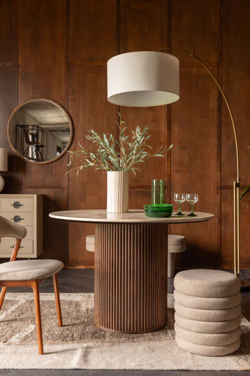 Stehlampe Bogen ARCHIE beige mit schwarzem Marmor