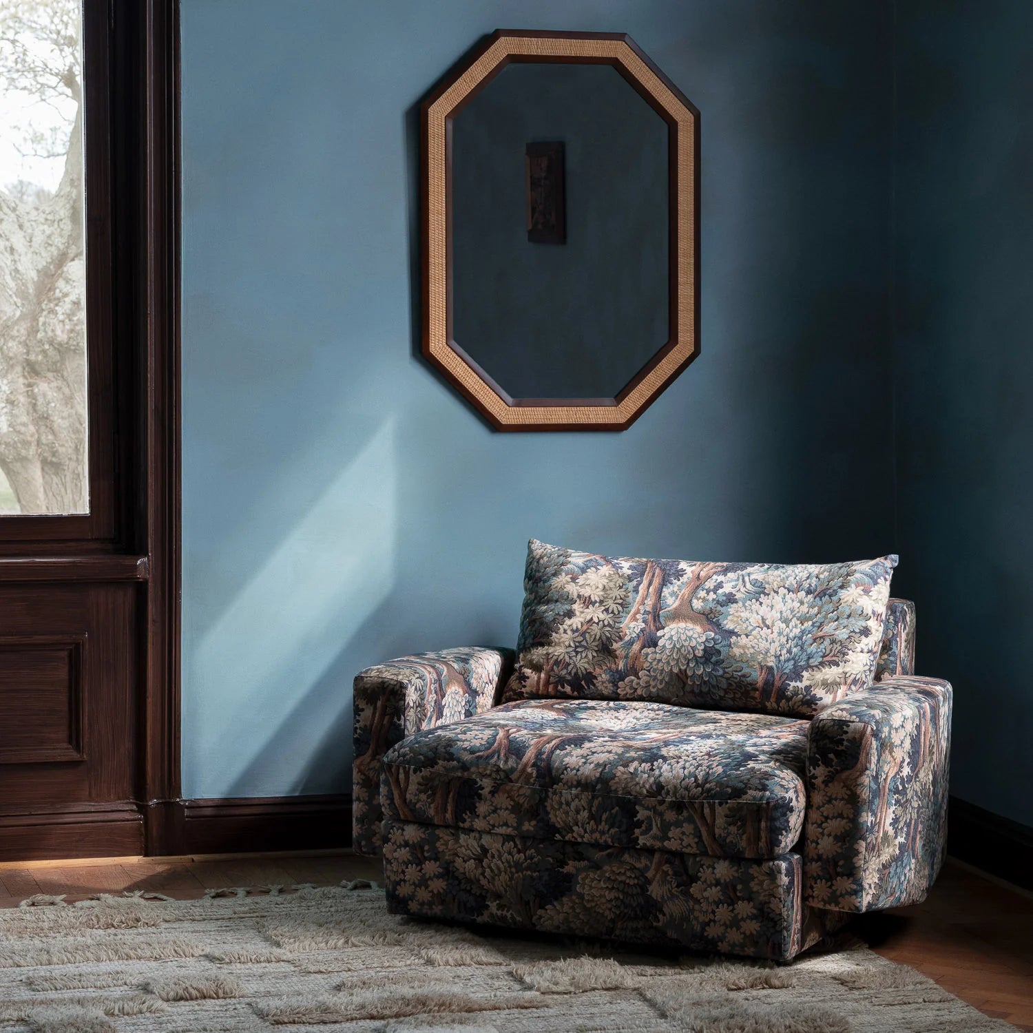 Lustro RATTAN Mahagoni und Rattan