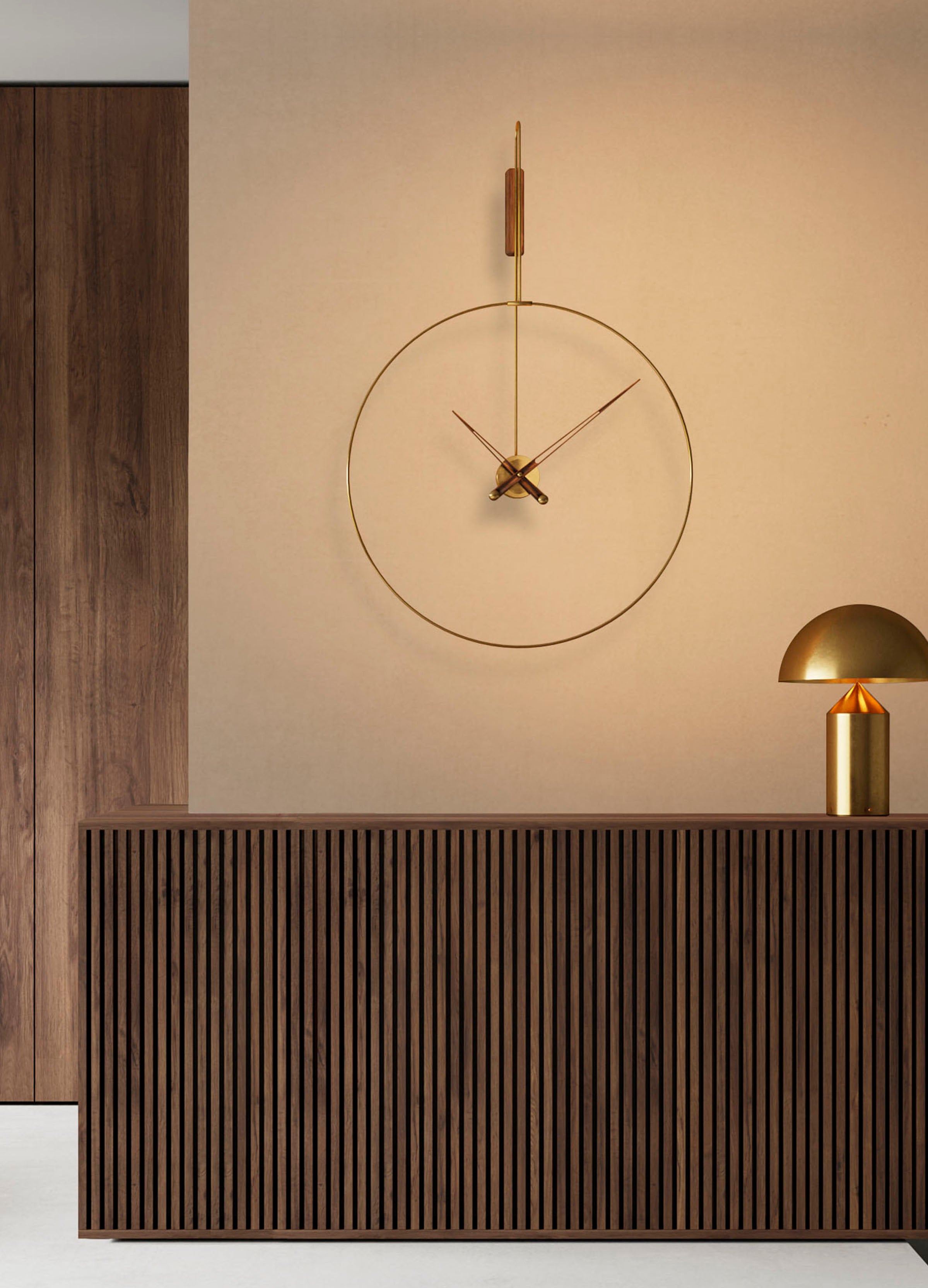Wall Clock DARO Walnut Wood with Brass
