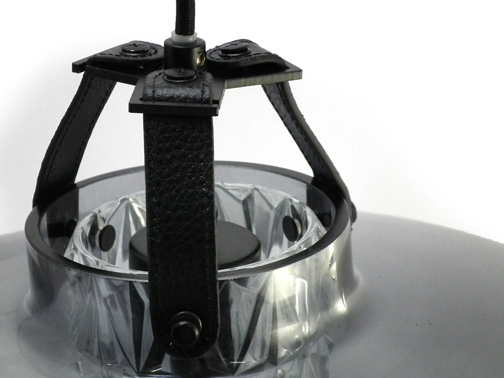 Pendelleuchte ADDICTED TO US rauchiges Glas mit schwarzem Leder