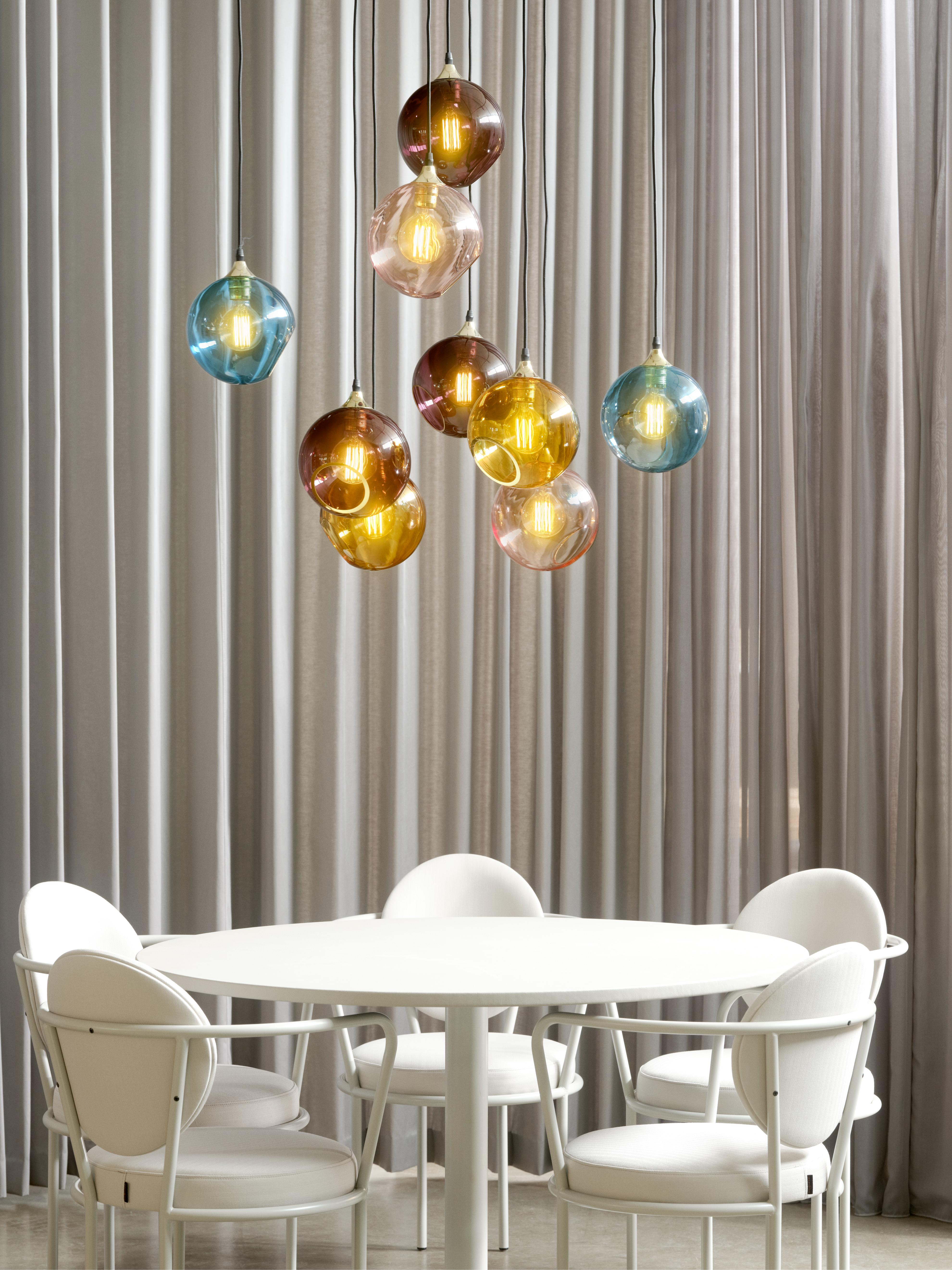 Ballroom Pendant Lamp in Blue with Gold Finish