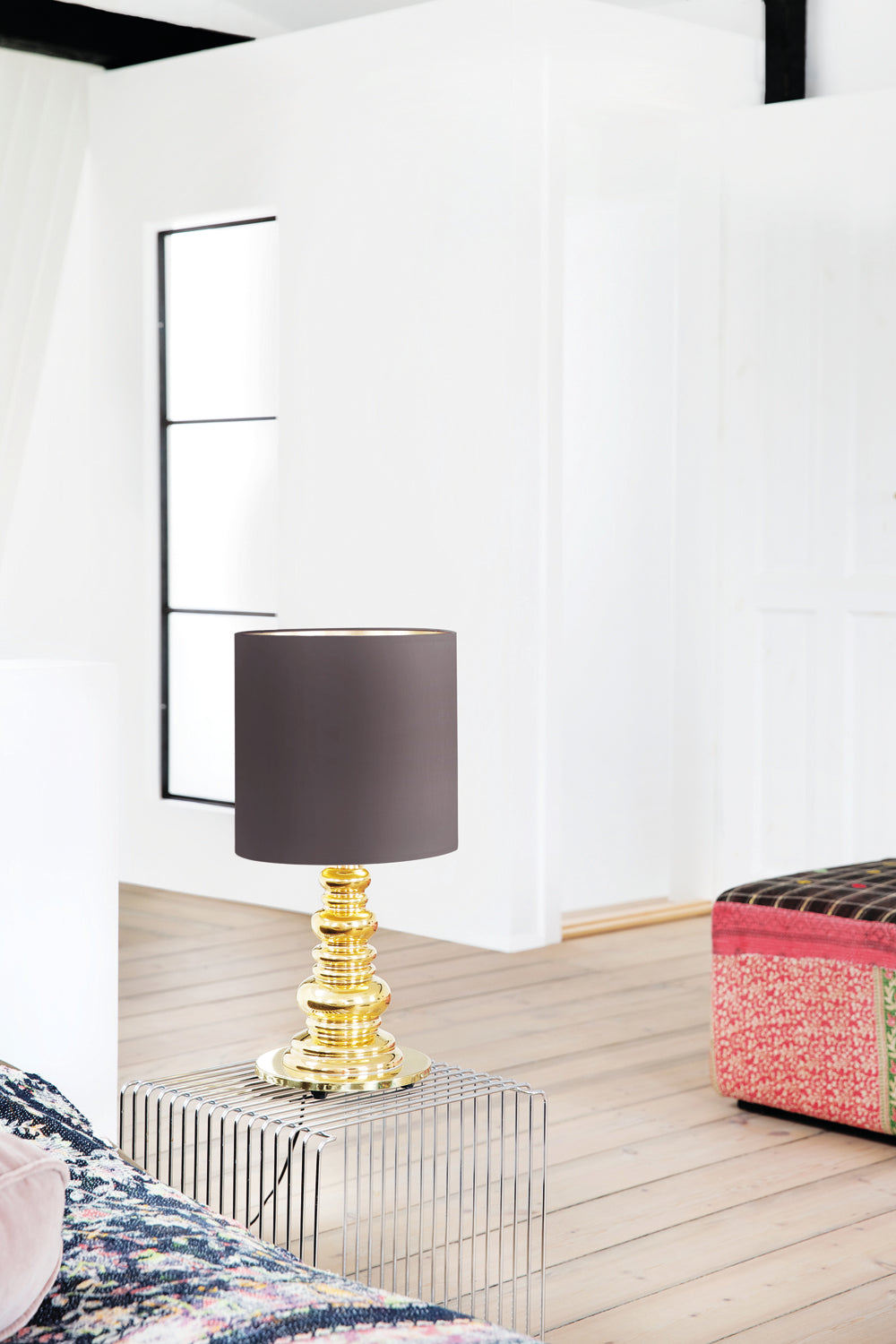 Tischlampe PUNK DELUXE dunkelgrau mit goldenem Fuß