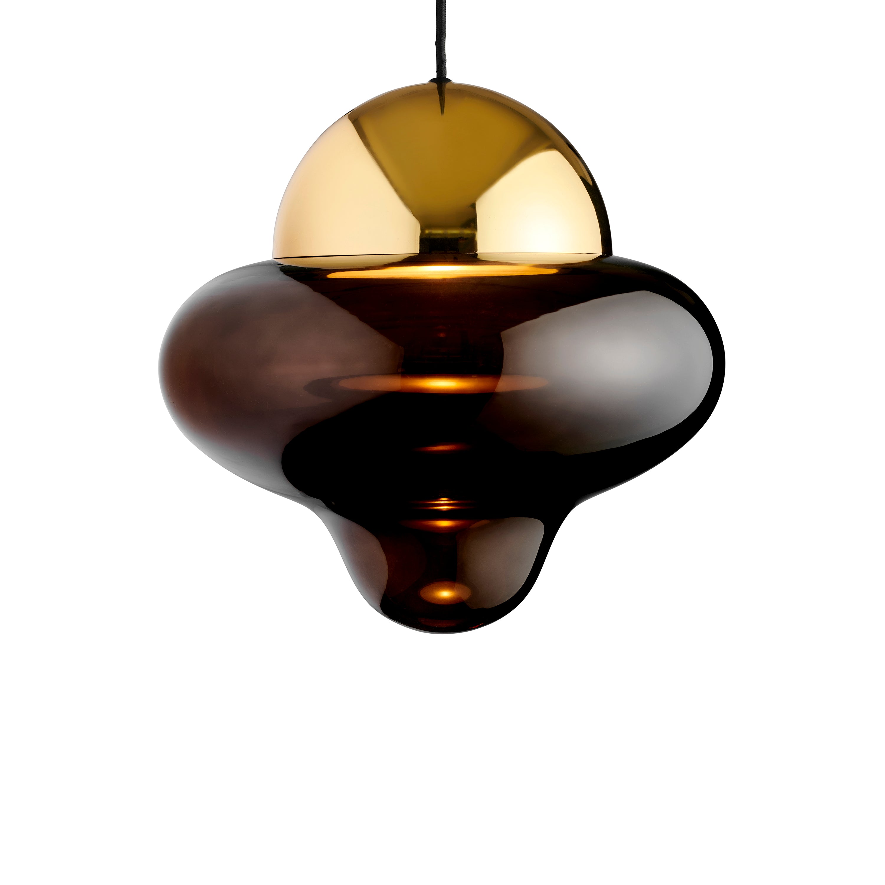 Pendelleuchte NUTTY braunes Glas mit goldener Veredelung