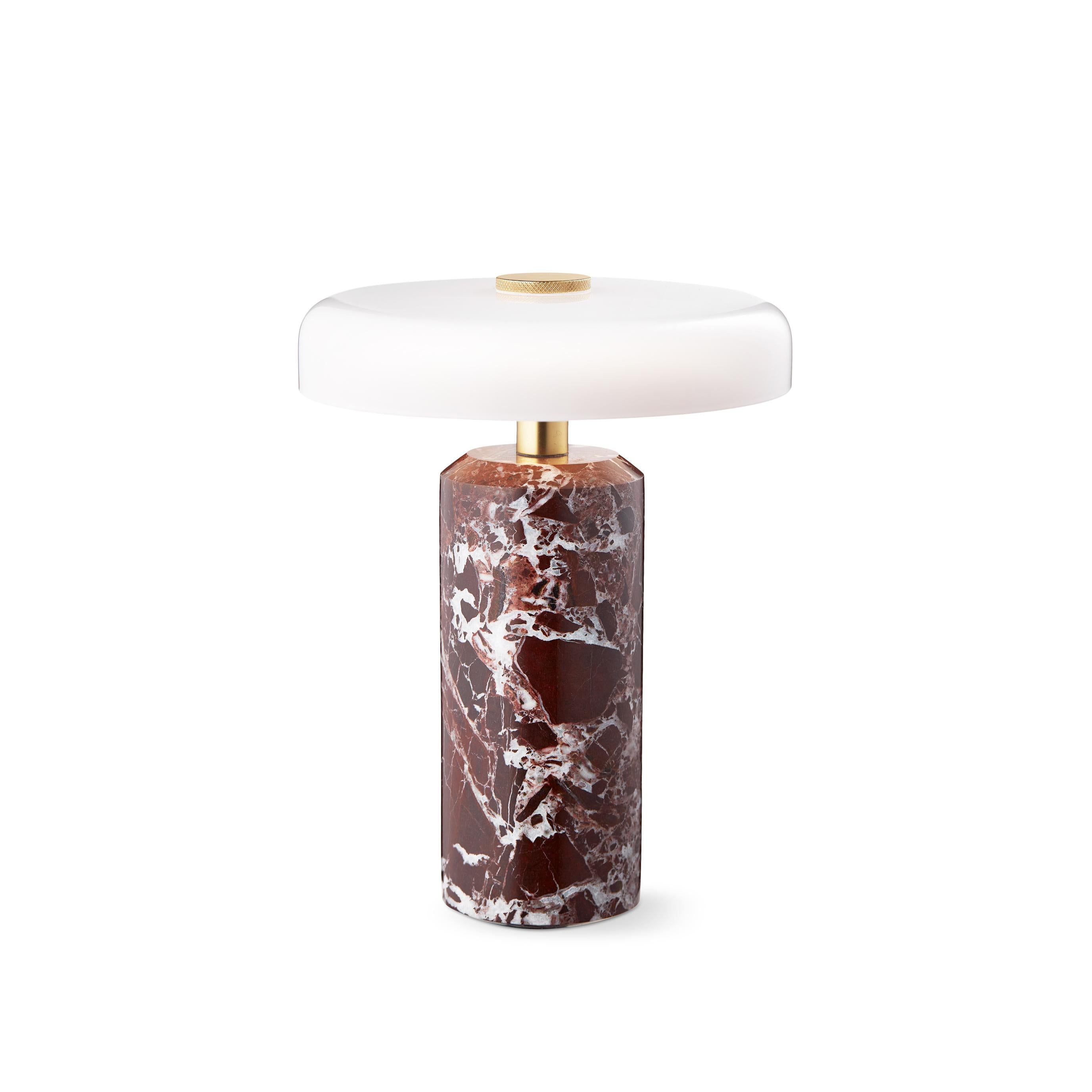 Portable lamp TRIP burgundy marble with milky white glass