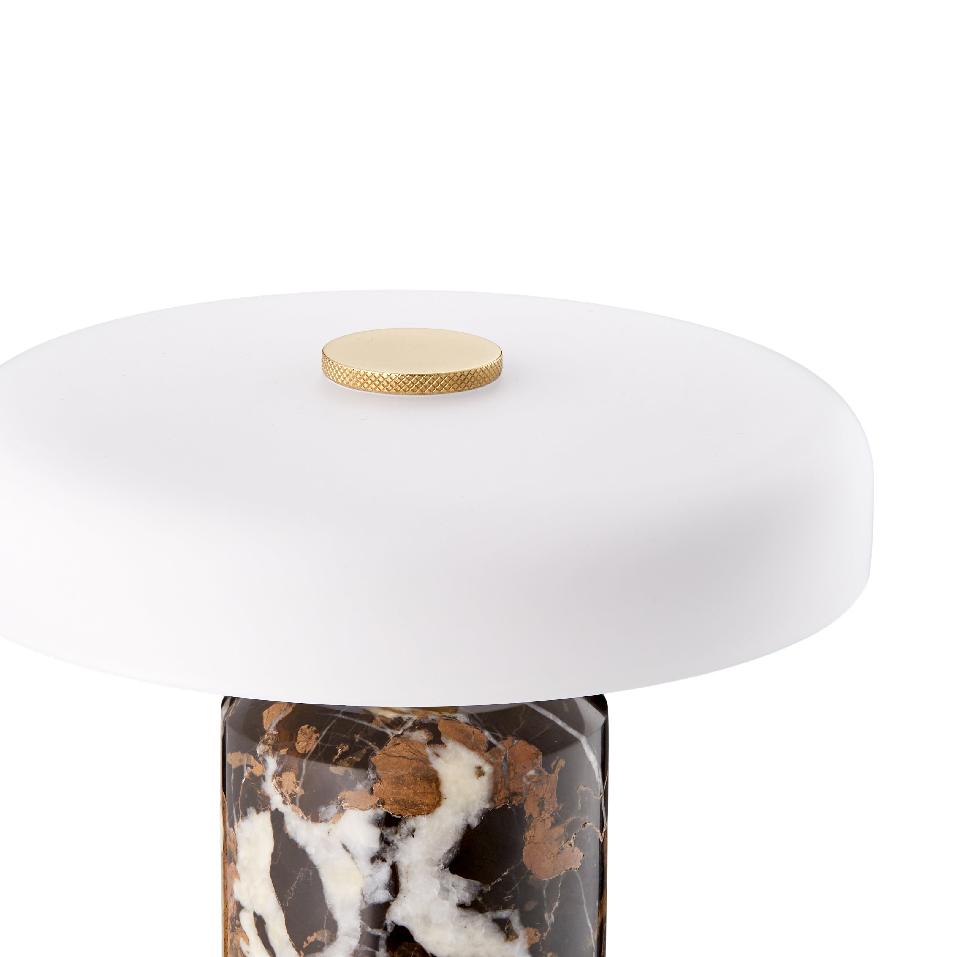 Tragbare Lampe TRIP schwarz-brauner Marmor mit milchweißem Glas