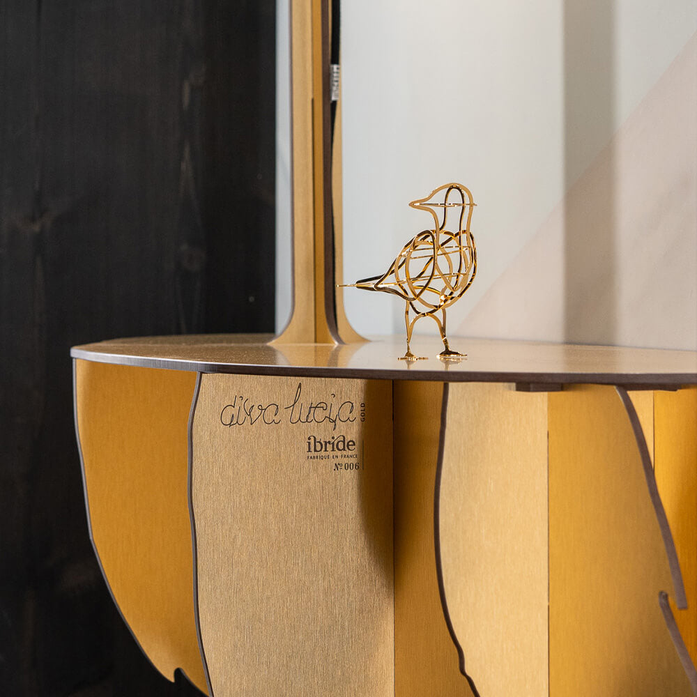 Konsole mit Lampe DIVA LUCIA in Gold