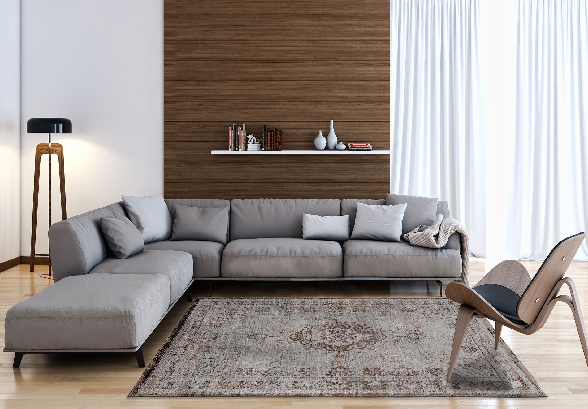 Medallon Grey Ebony Braun-Grau Teppich