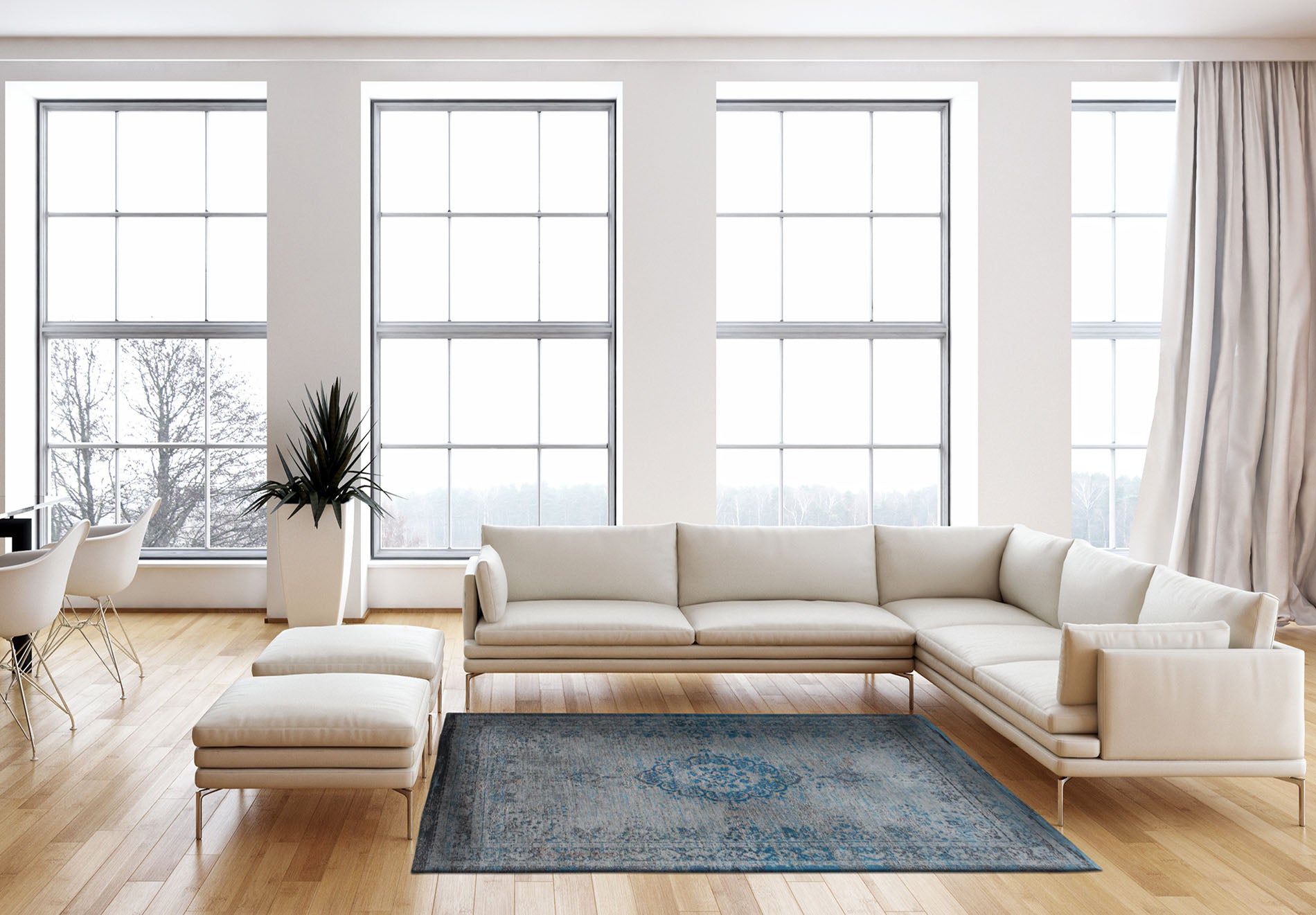 Medallon Grey türkisentürkis-grauer Teppich