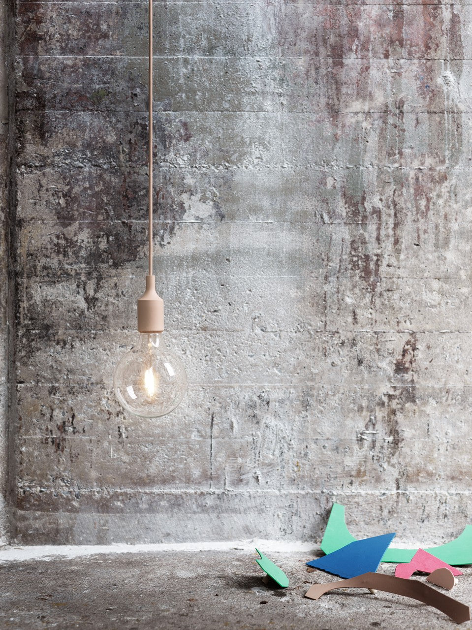 E27 beige-green pendant lamp