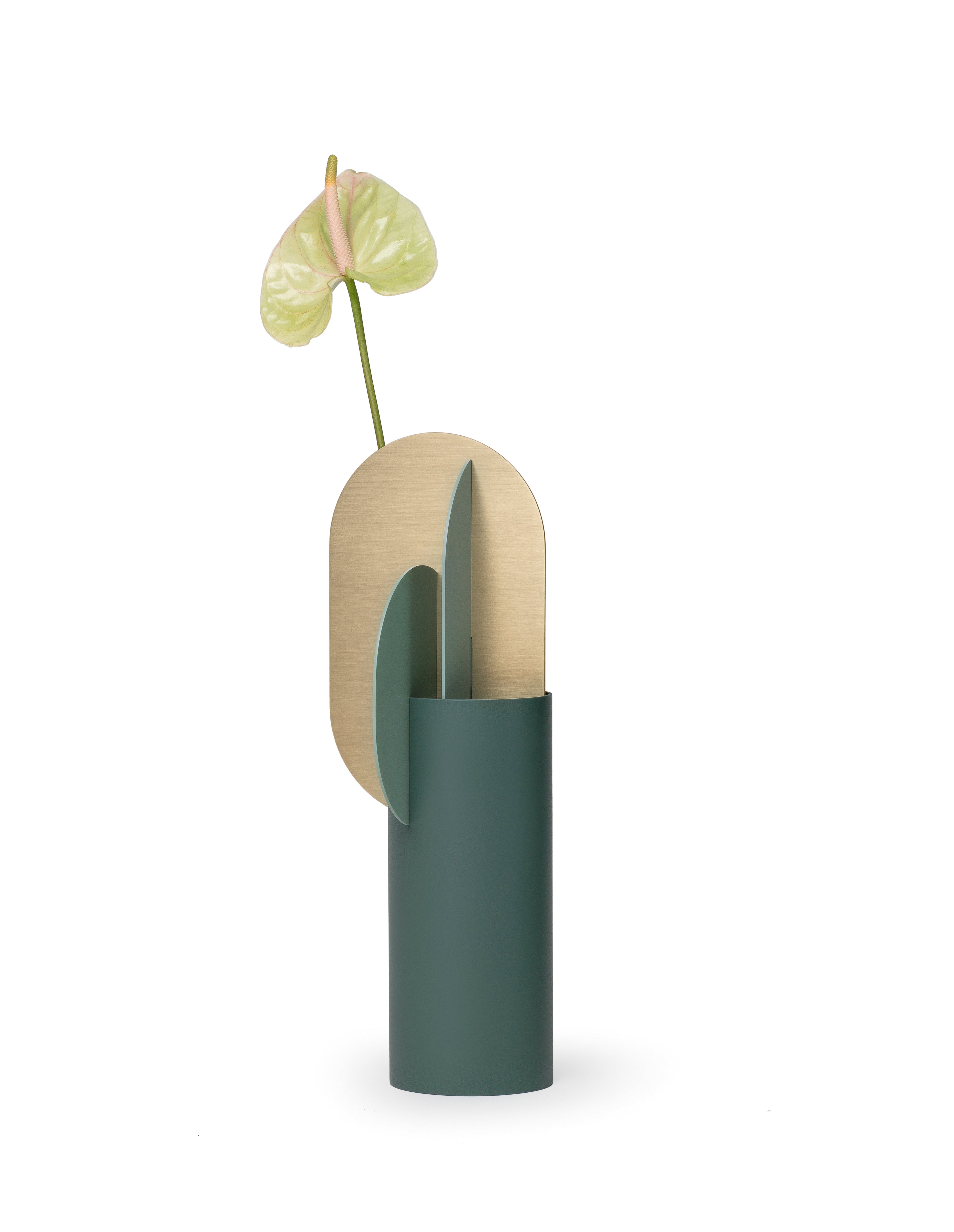 EKSTER green vase with brass