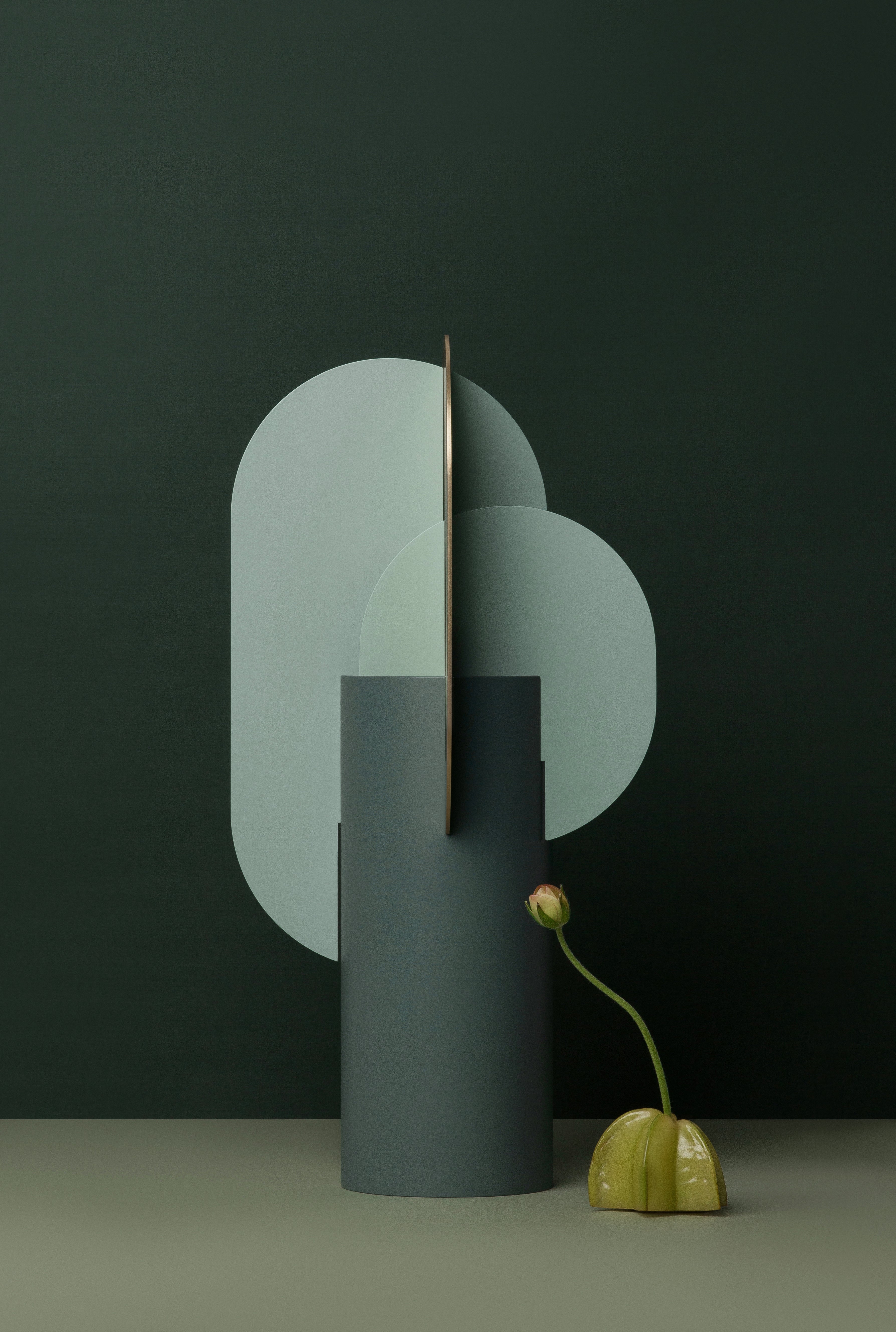 EKSTER green vase with brass