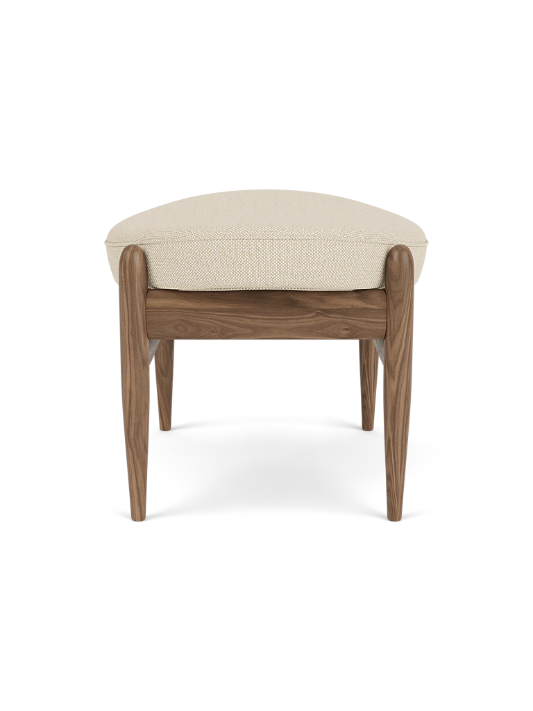 Fußhocker ELIZABETH beige mit Nussbaumfuß
