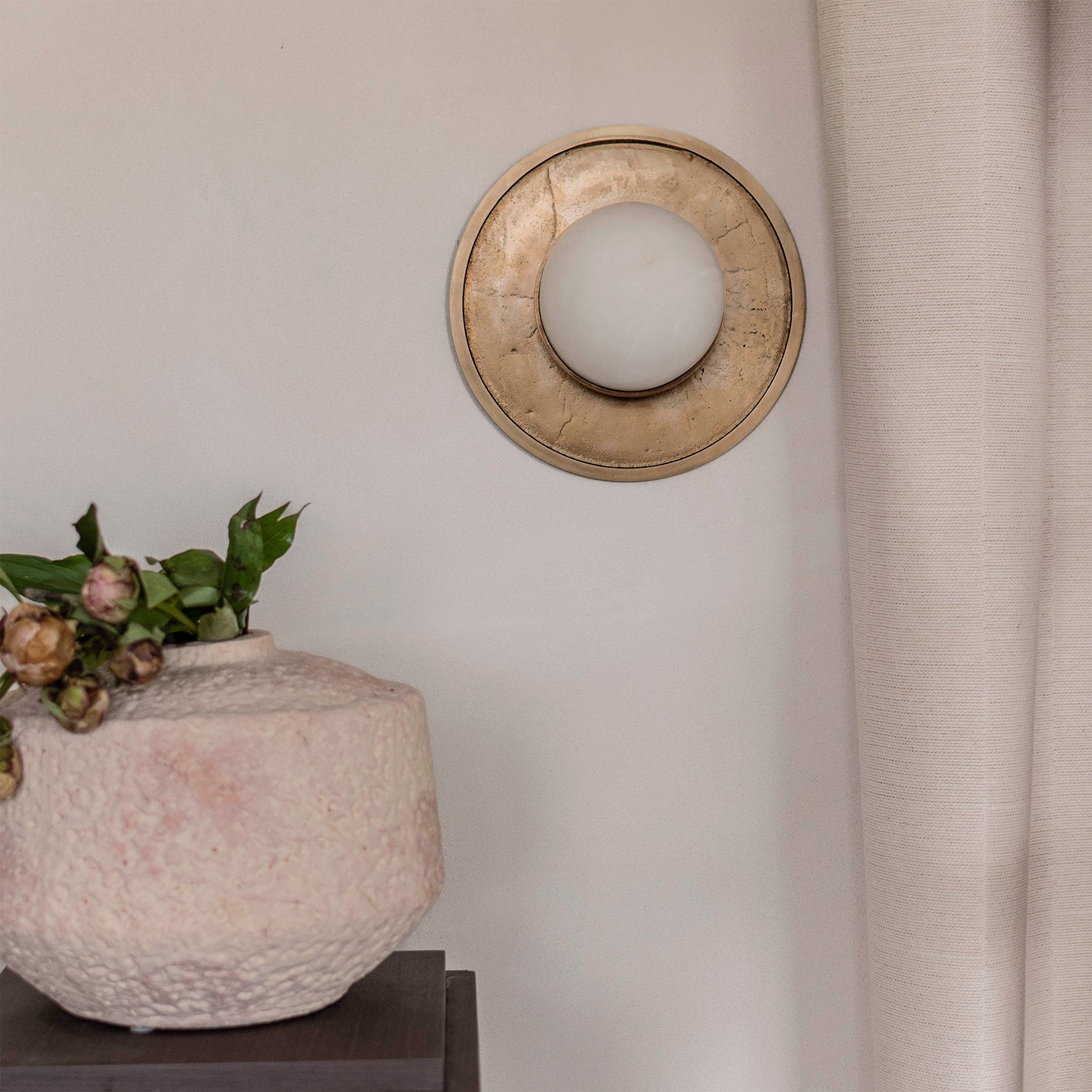 Plafon alabaster FULL MOON gebürstetes Messing