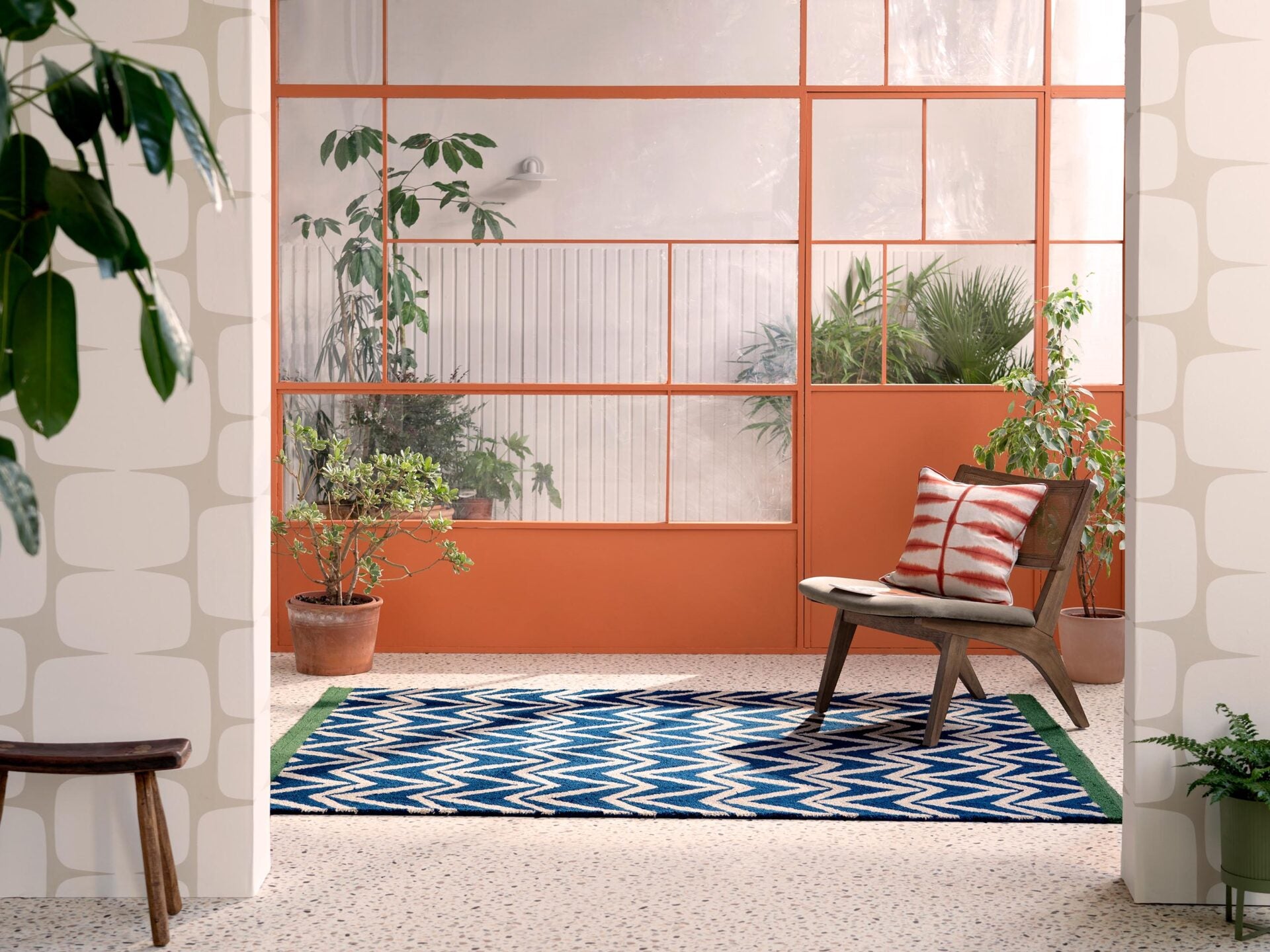 Außen Teppich DHURRIE blau