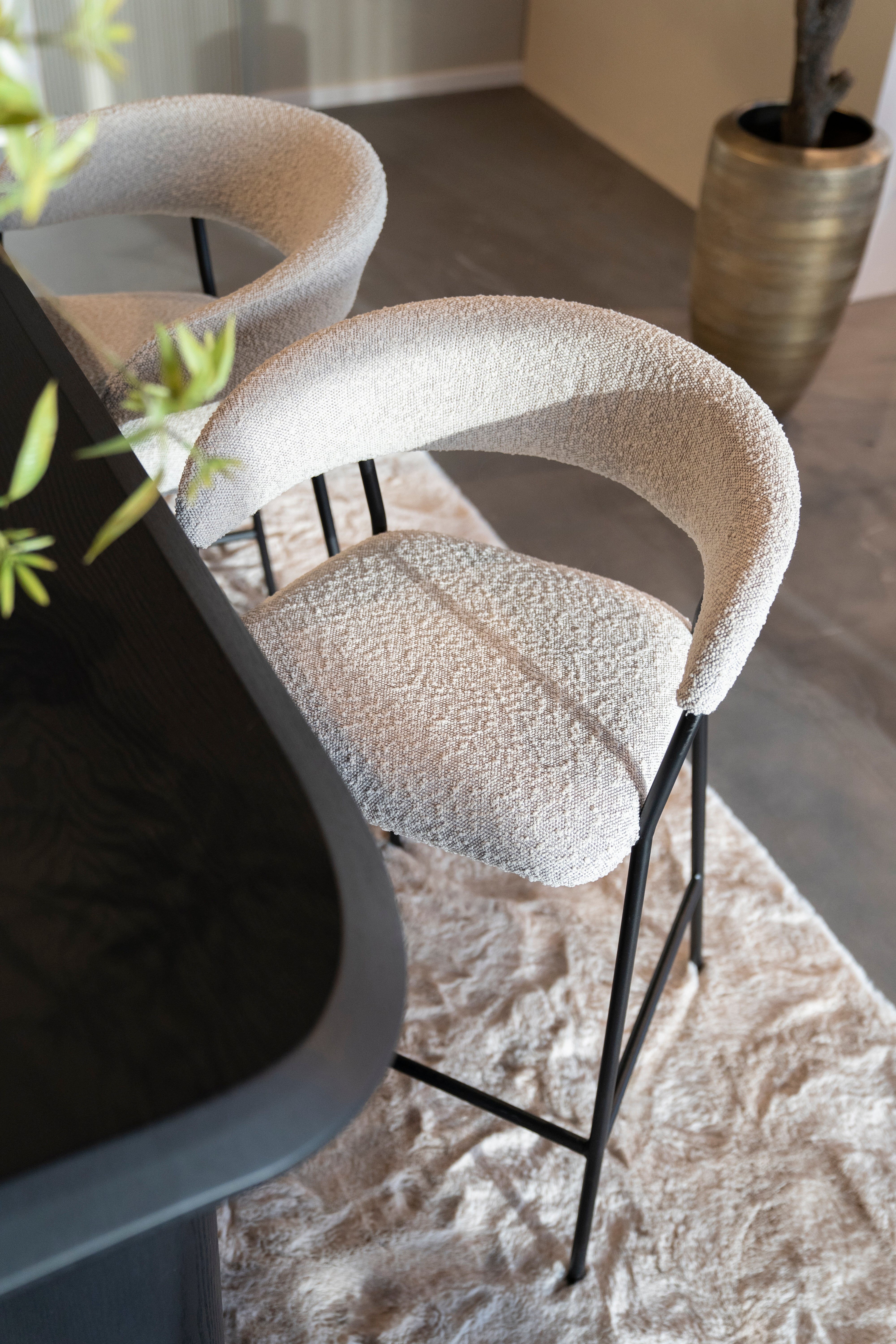 Beige LUKA Stool with Black Base