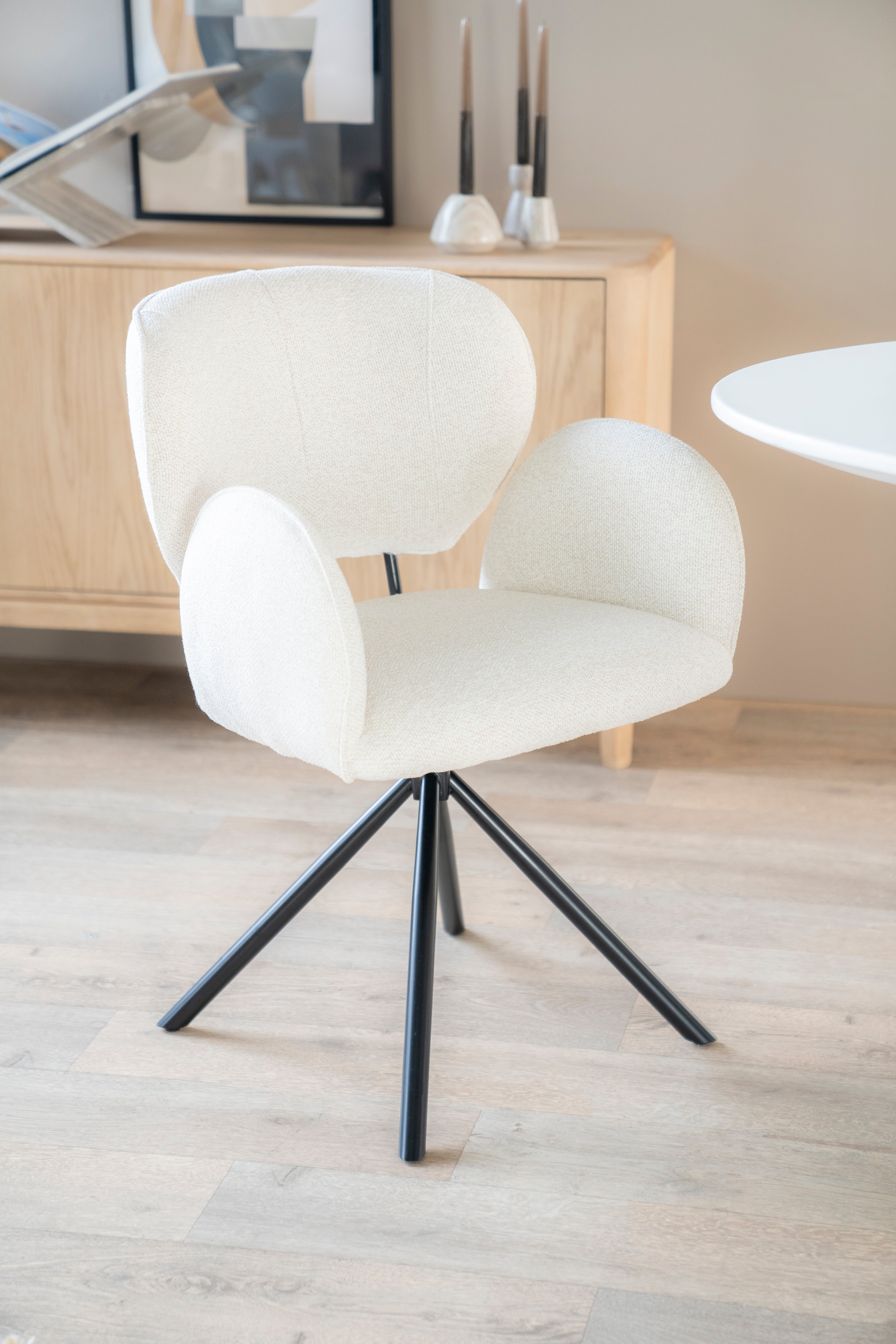 ROSALIN Cream Chair with Black Base