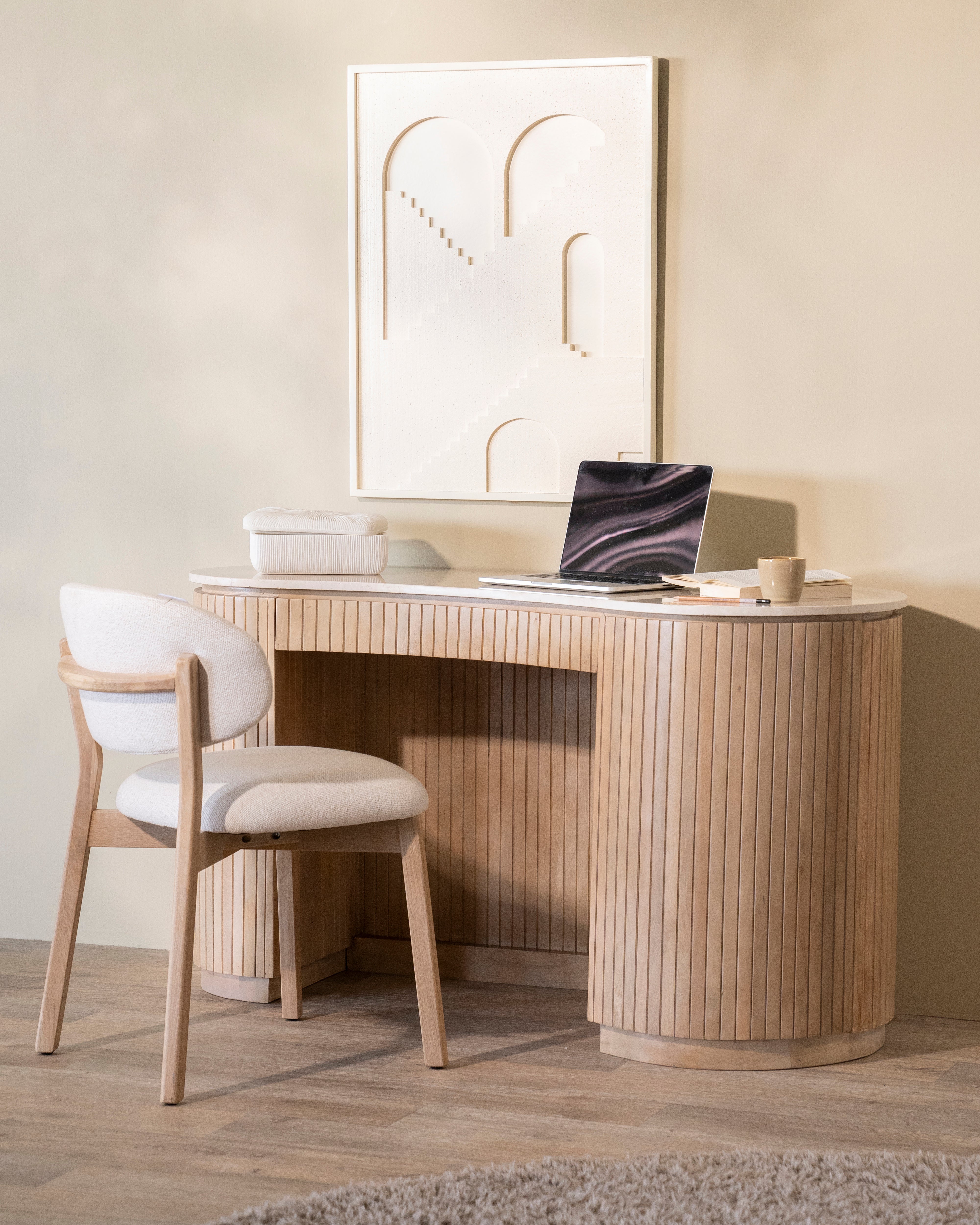 KIRA Desk made of mango wood with a marble top