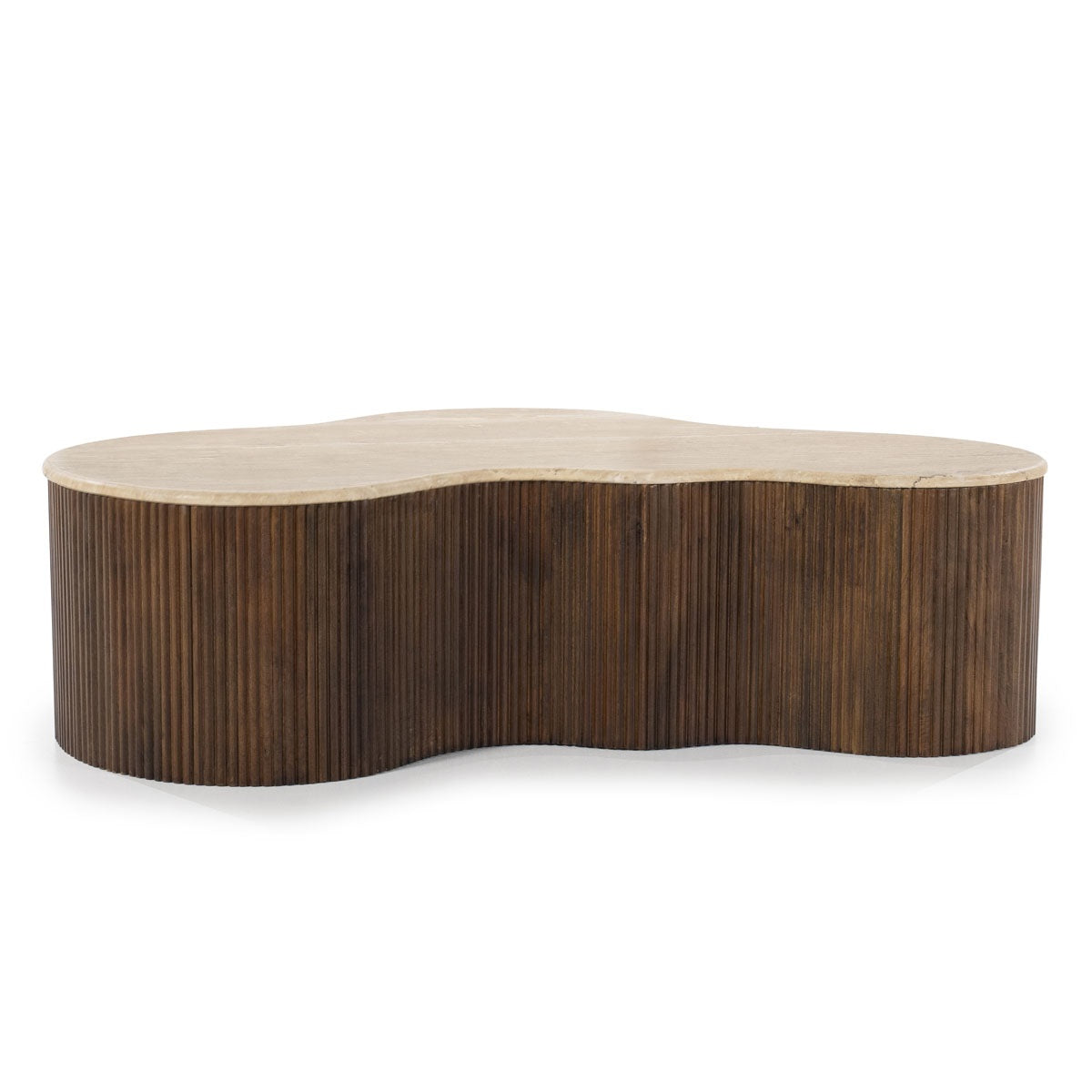 Couchtisch MARI aus Mangoholz mit Tischplatte aus Travertin