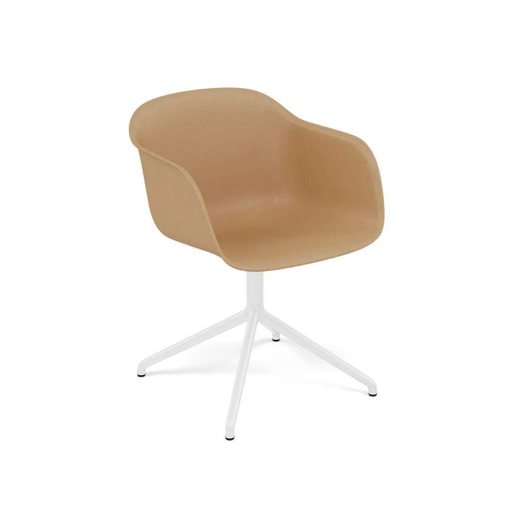 FIBER Swivel Chair with Armrests in Ochre
