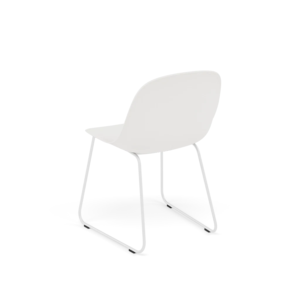 FIBER Chair in White with Steel Sled Base