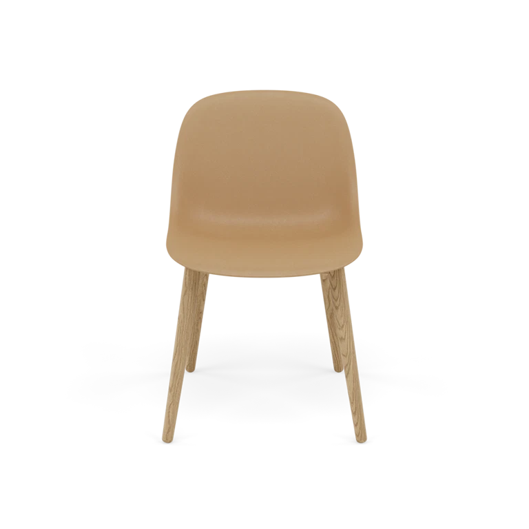 Stuhl FIBER Ocker mit Holzgestell