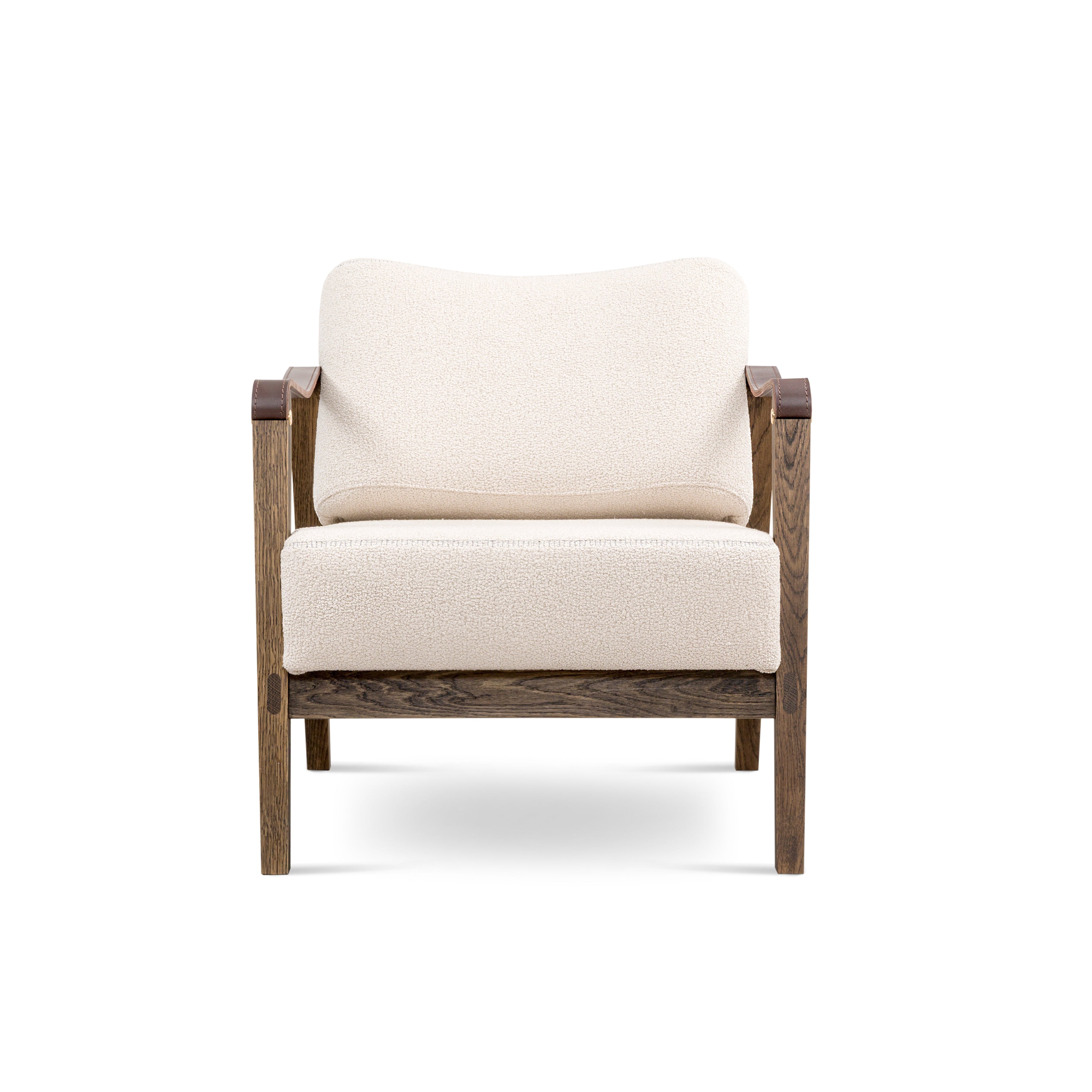 Upholstered armchair PHILIP with wooden base