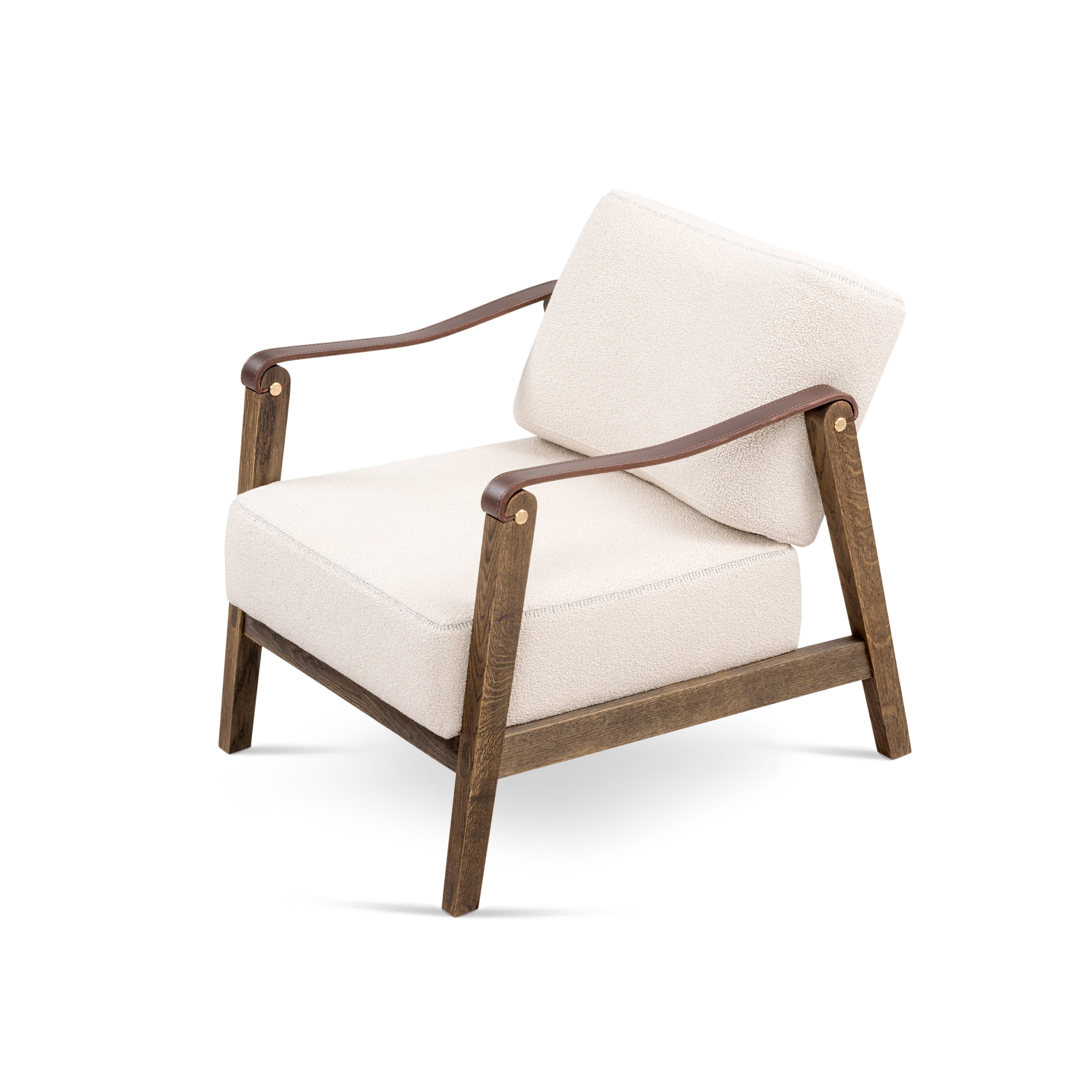 Upholstered armchair PHILIP with wooden base