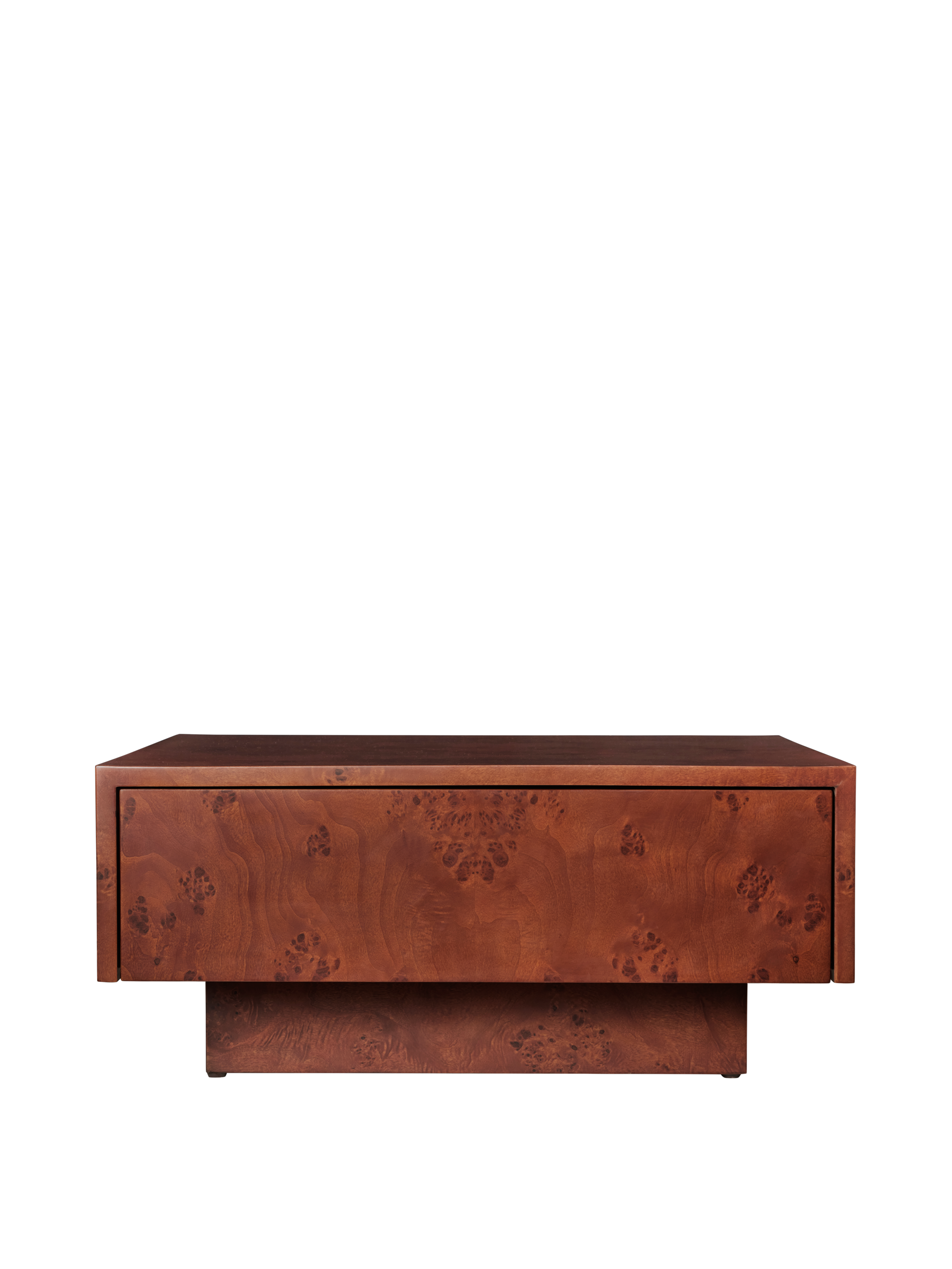 BURL brown veneer coffee table with drawer made of poplar burl