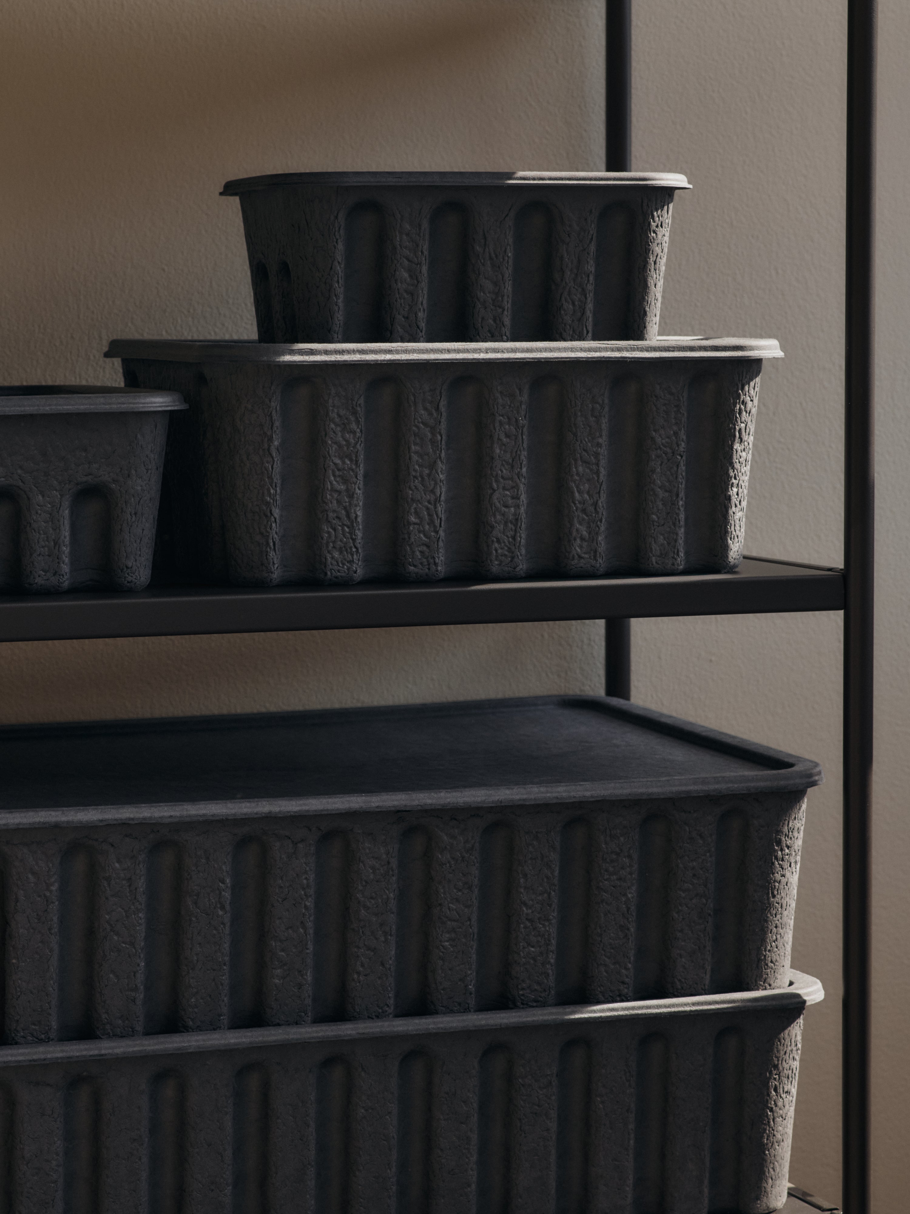 Set of Storage Boxes PAPER PULP BOX black