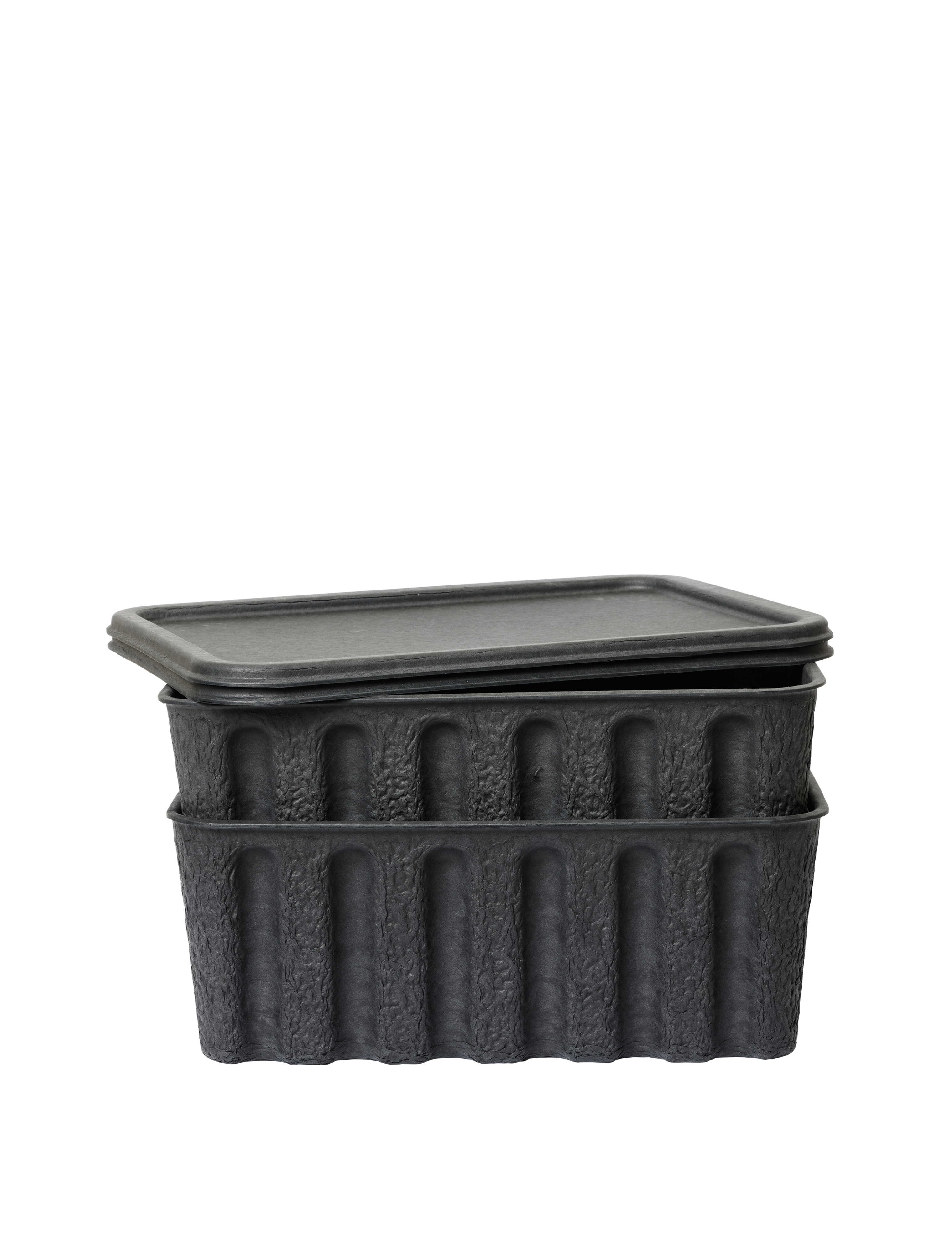 Set of Storage Boxes PAPER PULP BOX black