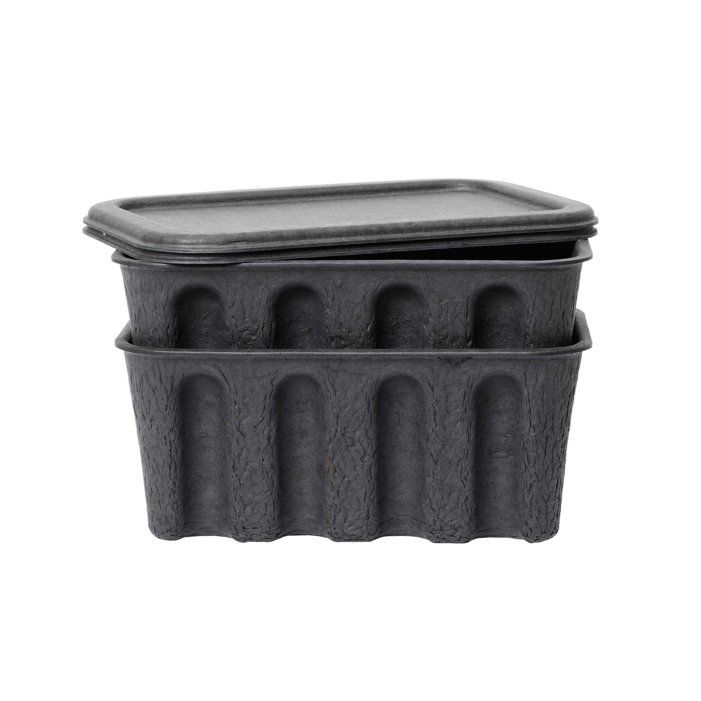 Set of Storage Boxes PAPER PULP BOX black