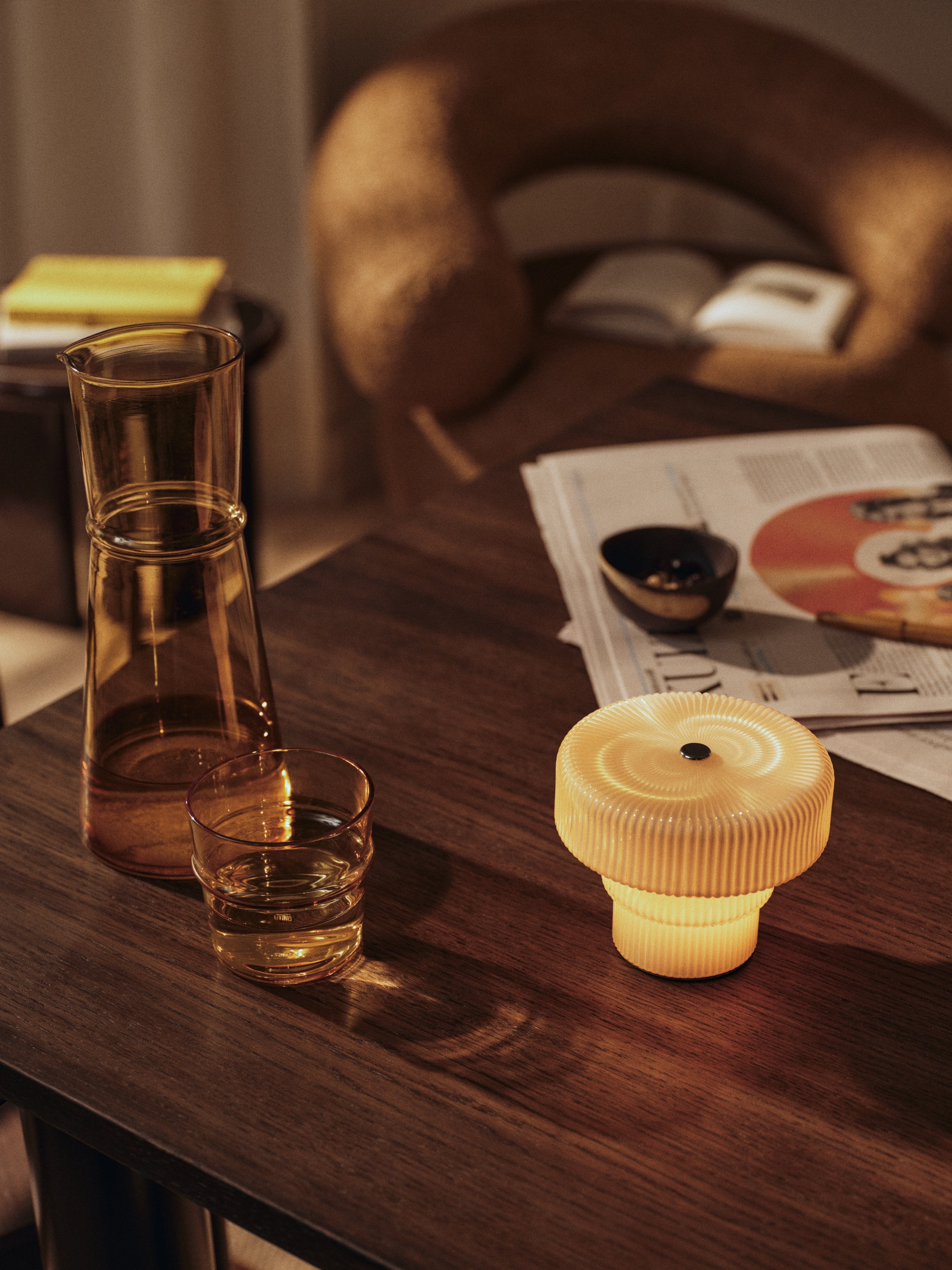 Tragbare Lampe RIPPLE cremefarben