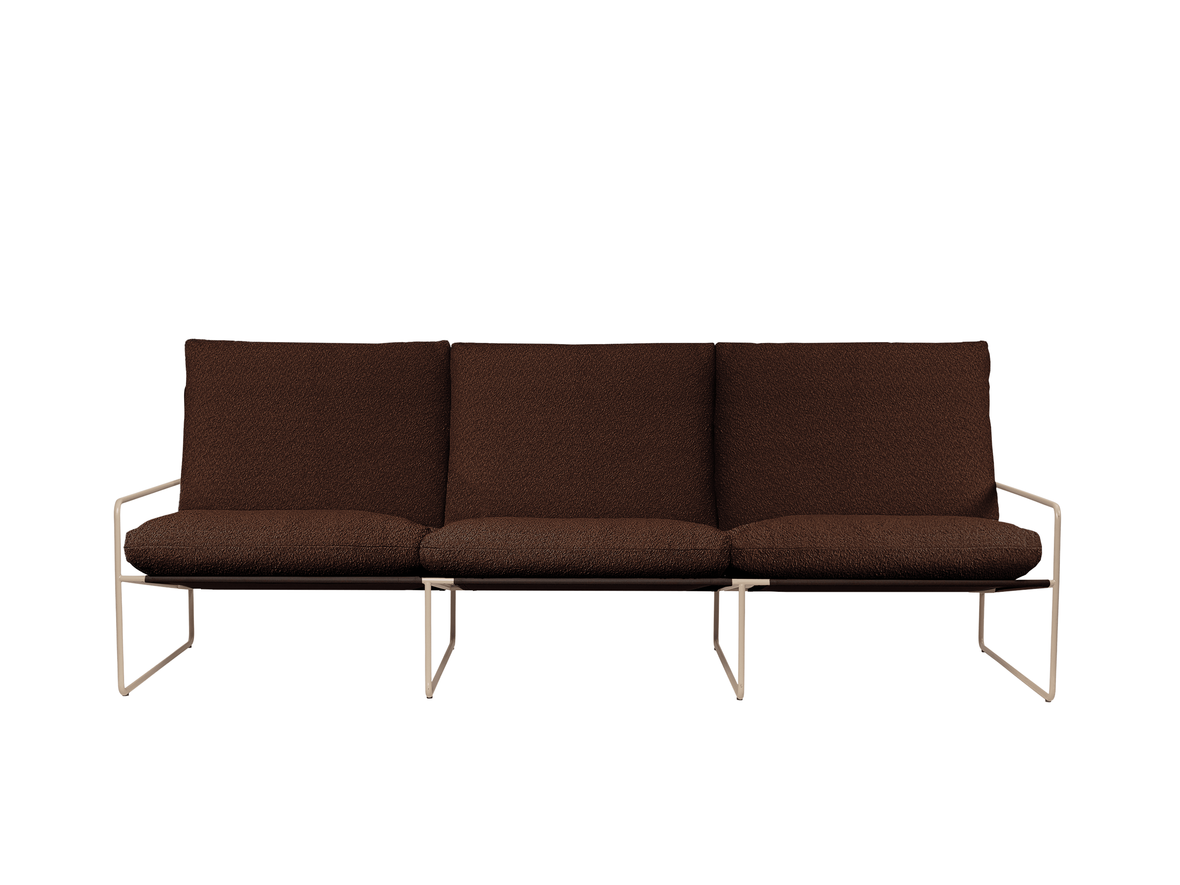 3-Seater Outdoor Sofa DESERT Brown Boucle with Beige Base