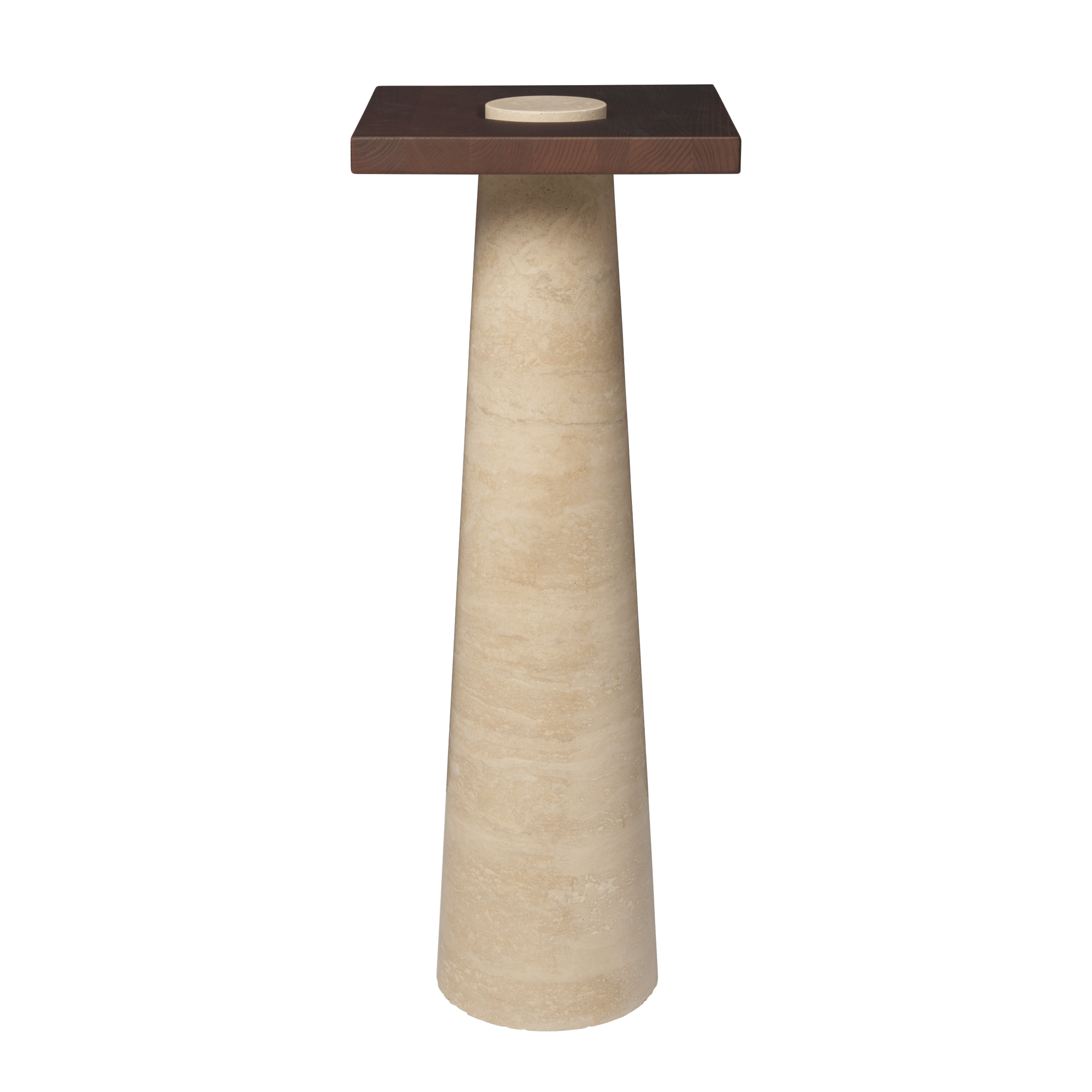 GROVA Side Table with Ash Top and Travertine