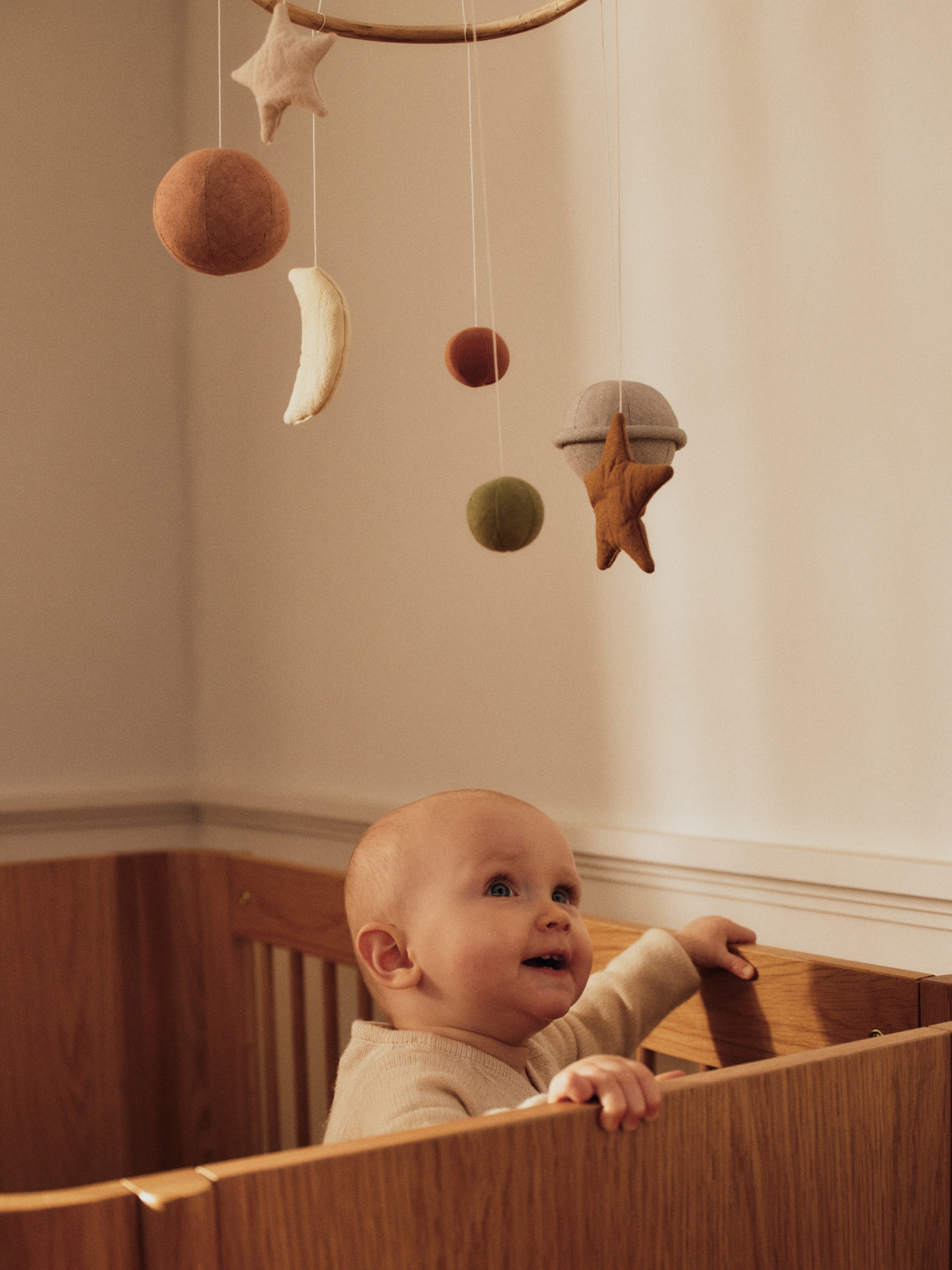 SKYE Green Crib Mobile with Brick and Gray