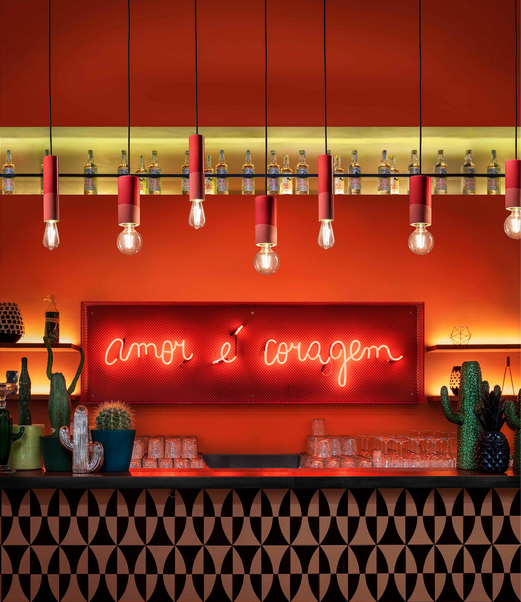 Keramik-Pendelleuchte PI rot