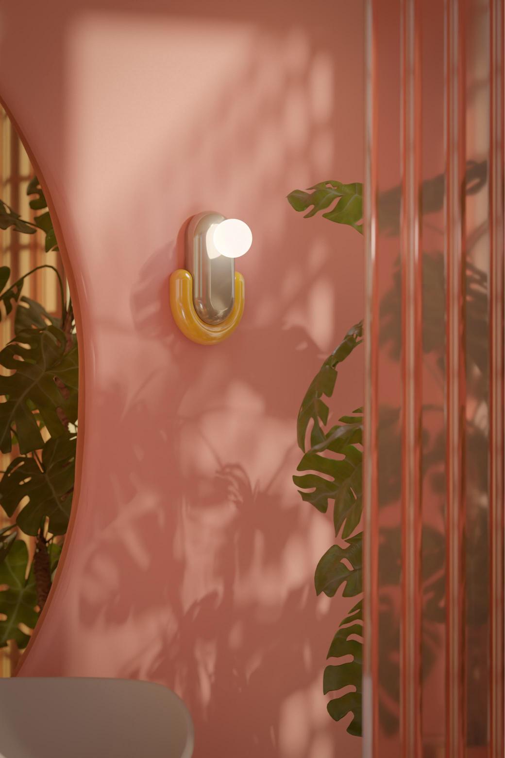 ECLAIR Keramik Wandleuchte orange mit blau