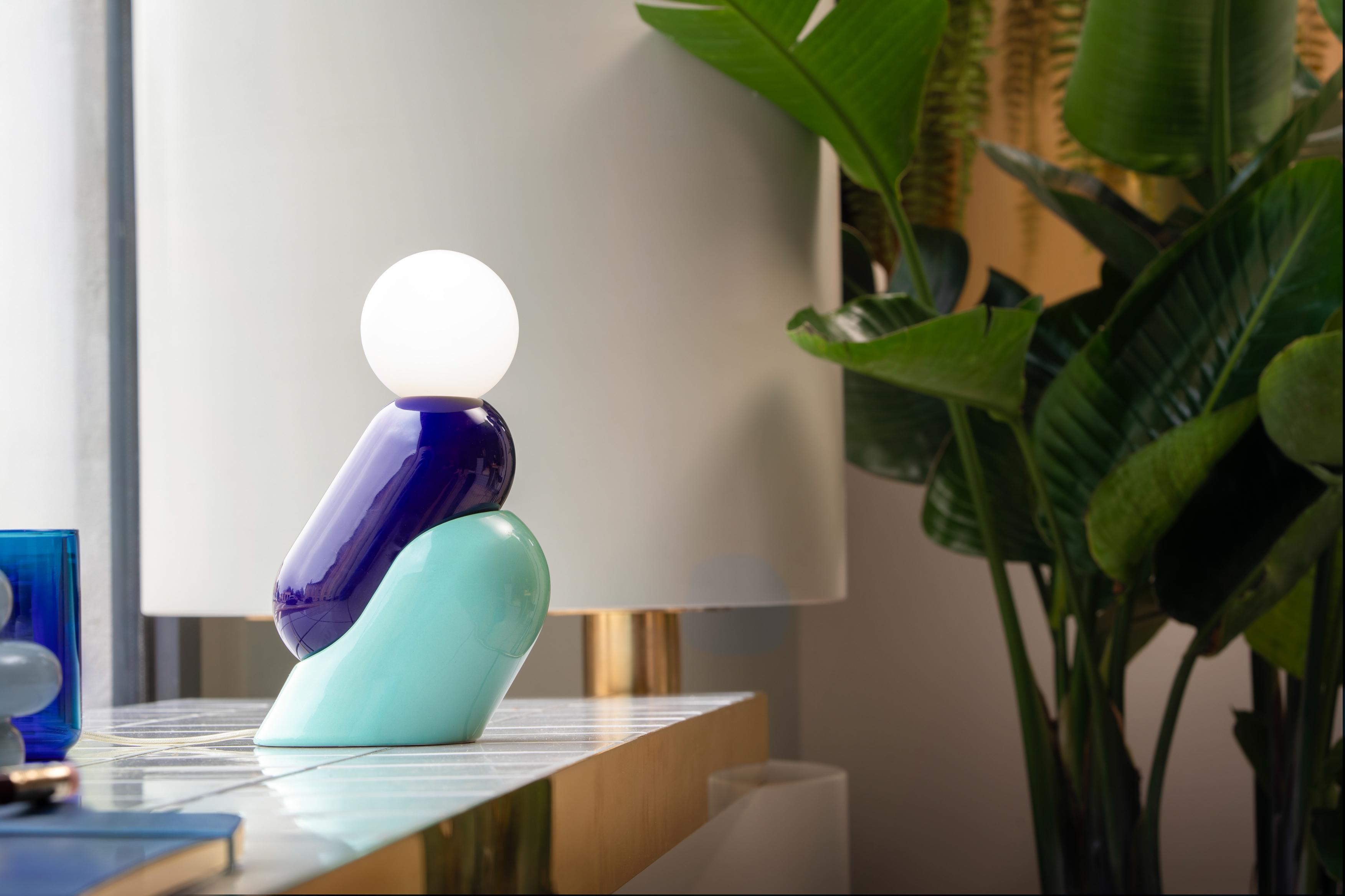 Keramik-Tischleuchte TATA Kobalt mit Blau